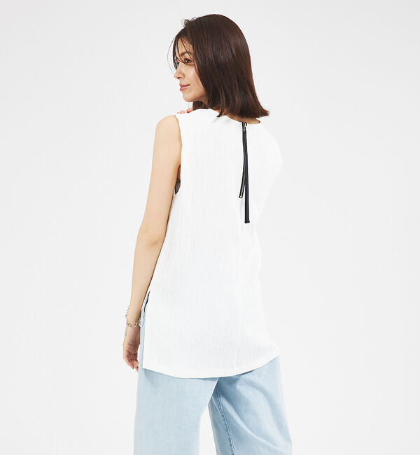 abahouse mavie「【セットアップ対応】楊柳バックジップノースリプルオーバー」|シャツ・ブラウス|