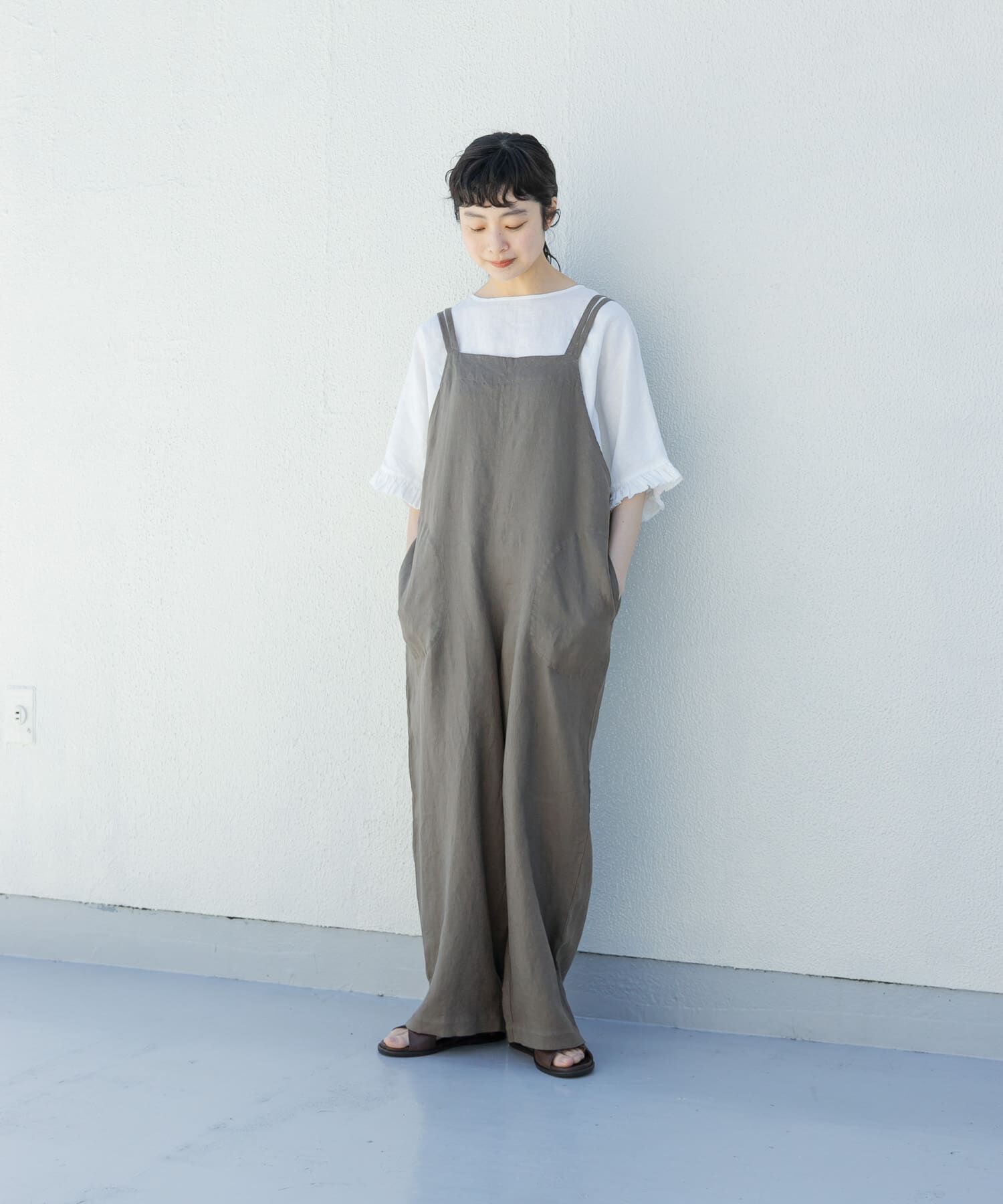 かぐれ「リネンサロペット」|オールインワン|グレー系その他