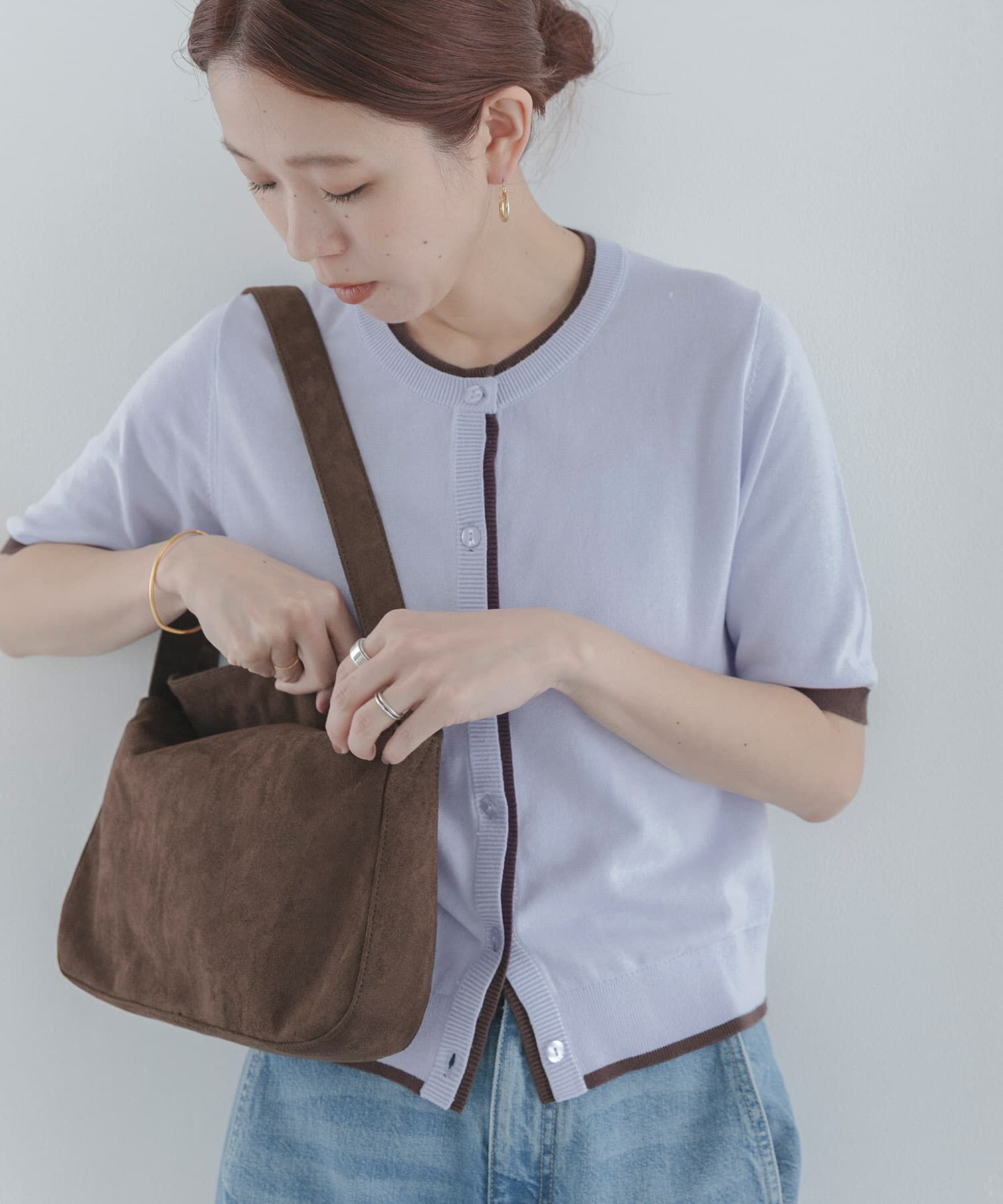 Sonny Label 「クールミスト配色クルーネックカーディガン」|カーディガン|
