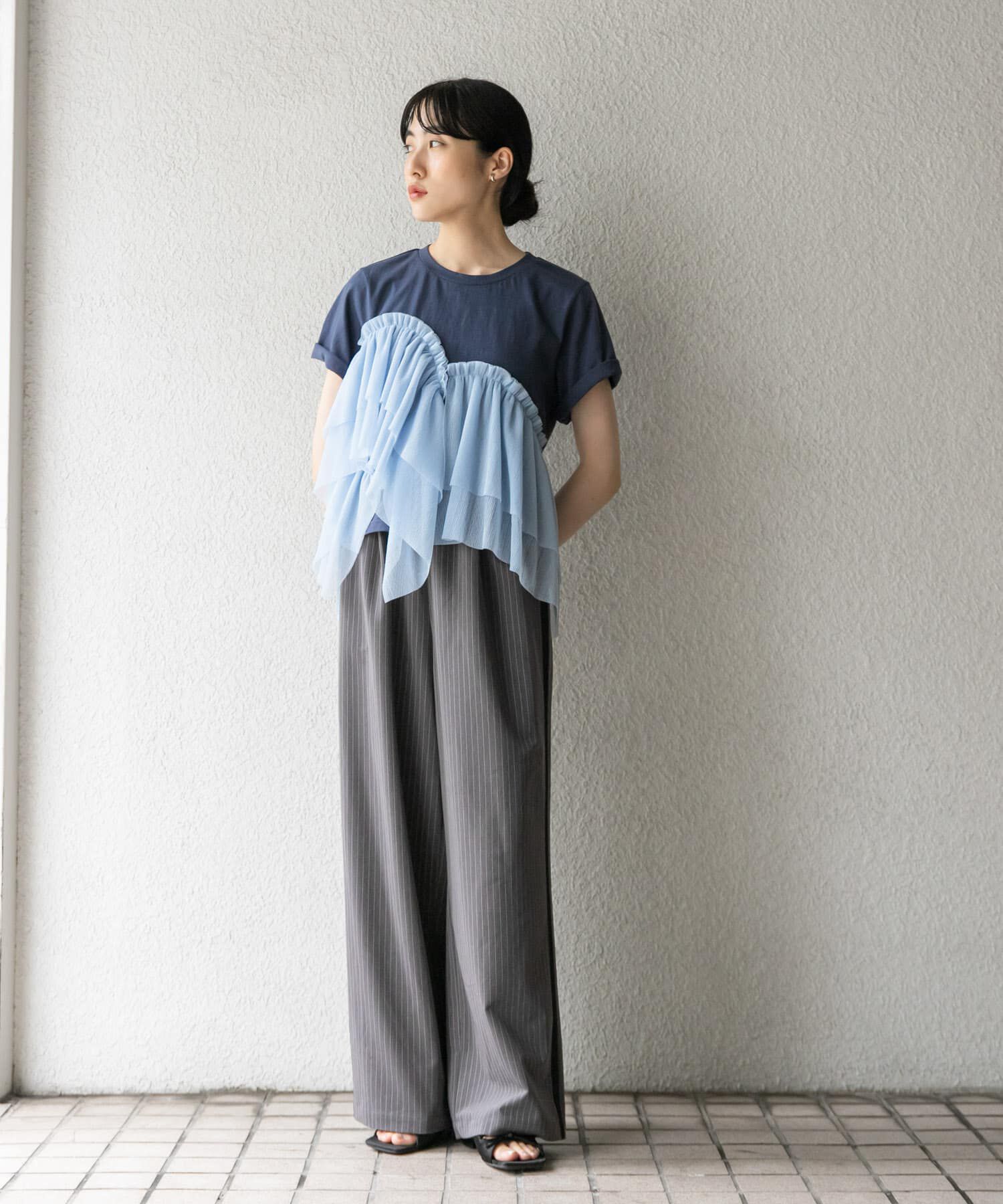  「アシメフリルドッキングTEE」|Tシャツ・カットソー|