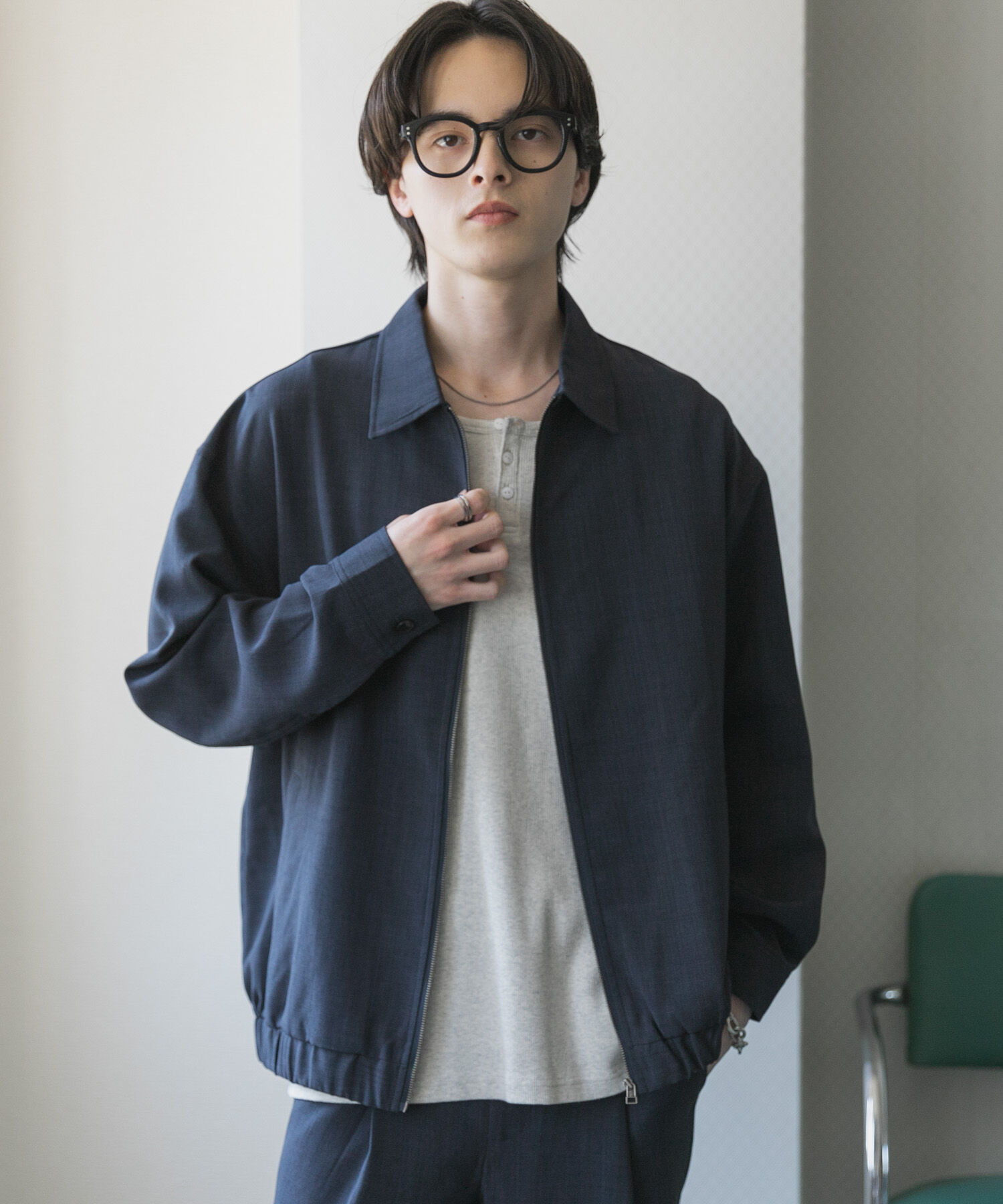 SENSE OF PLACE by URBAN RESEARCH「『UR TECH DRYLUXE』リネンライクジップブルゾン」|ブルゾン・スタジャン|ネイビー