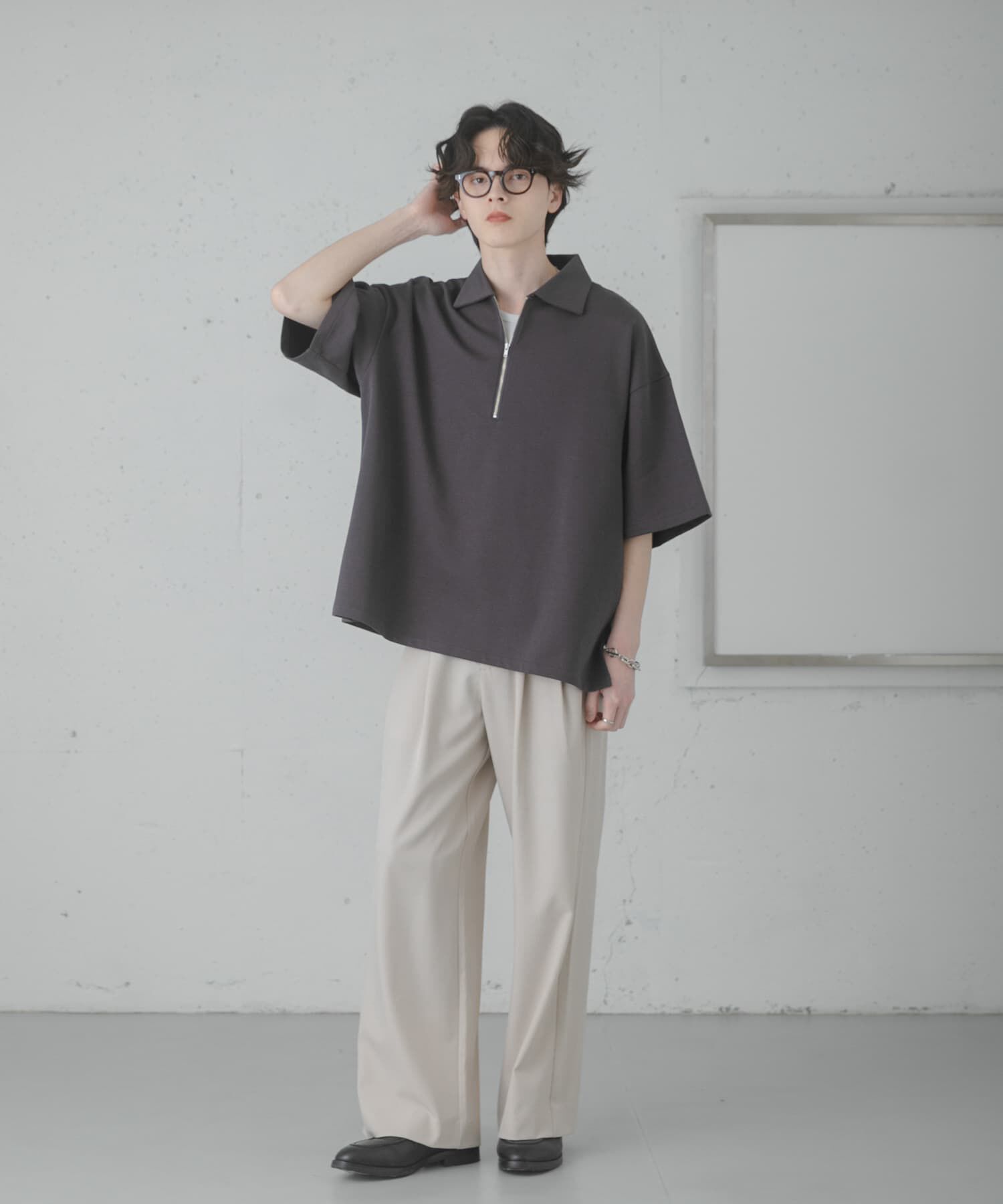 SENSE OF PLACE by URBAN RESEARCH「ダンボールポンチハーフジップショートスリーブTシャツ」|Tシャツ・カットソー|