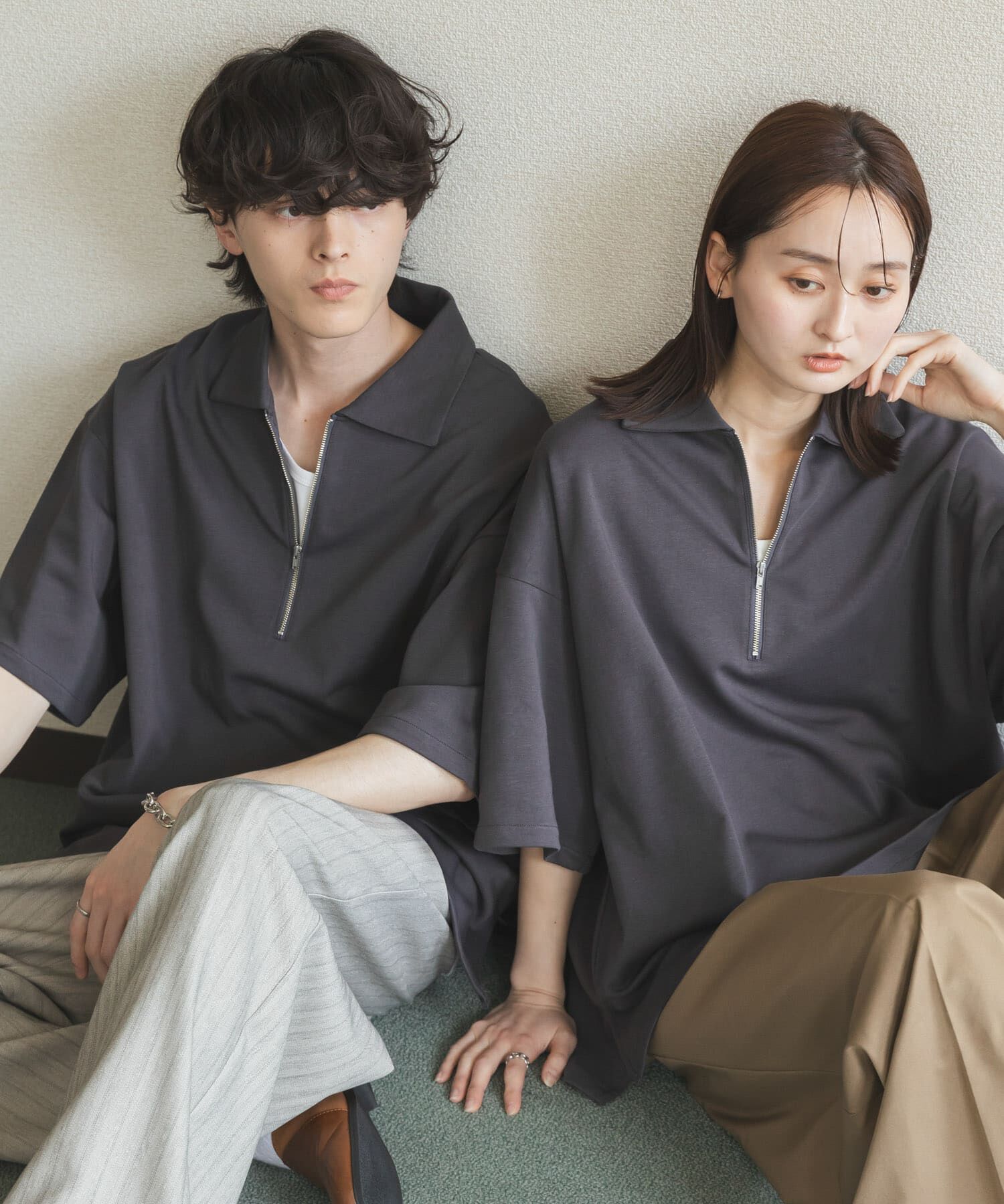 SENSE OF PLACE by URBAN RESEARCH「ダンボールポンチハーフジップショートスリーブTシャツ」|Tシャツ・カットソー|