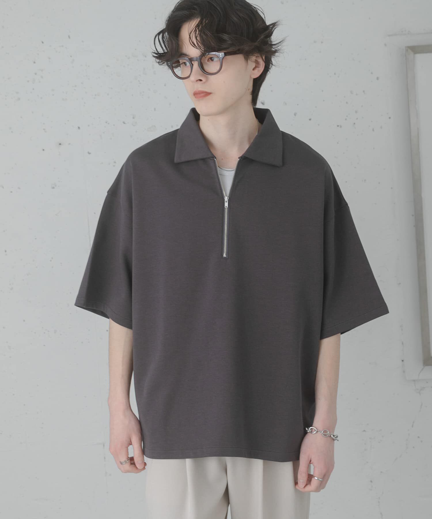 SENSE OF PLACE by URBAN RESEARCH「ダンボールポンチハーフジップショートスリーブTシャツ」|Tシャツ・カットソー|