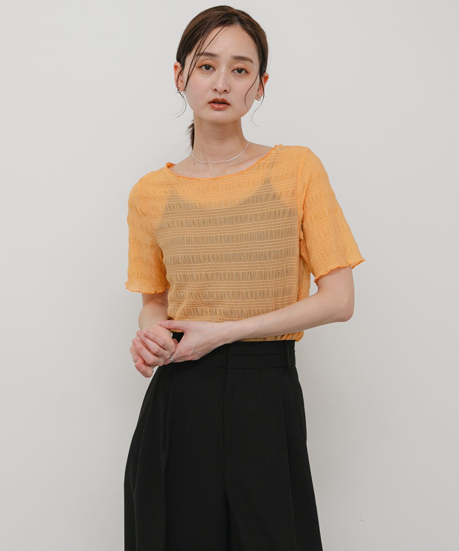 SENSE OF PLACE by URBAN RESEARCH「シャーリングシアートップ(5分袖)」|Tシャツ・カットソー|