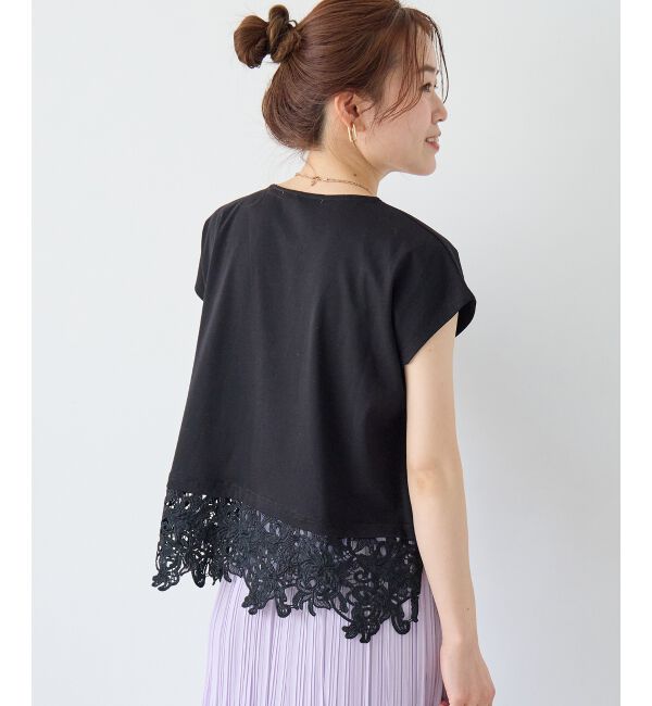  「《WEB限定アイテム》裾レースTシャツ」|Tシャツ・カットソー|