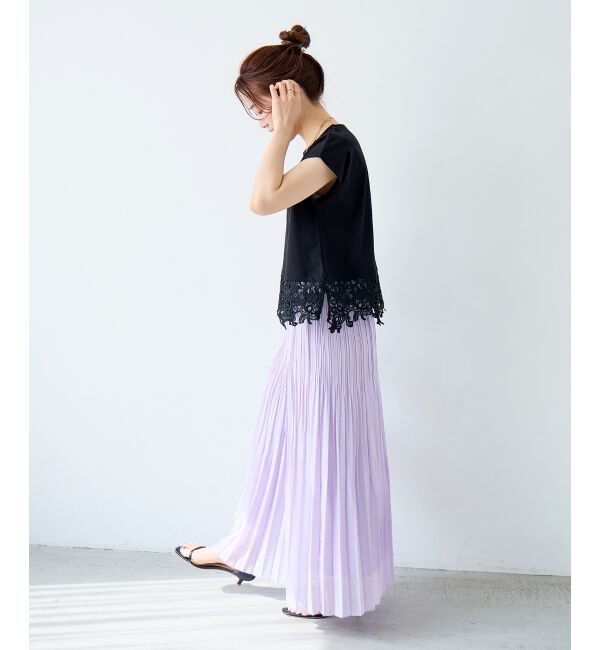  「《WEB限定アイテム》裾レースTシャツ」|Tシャツ・カットソー|