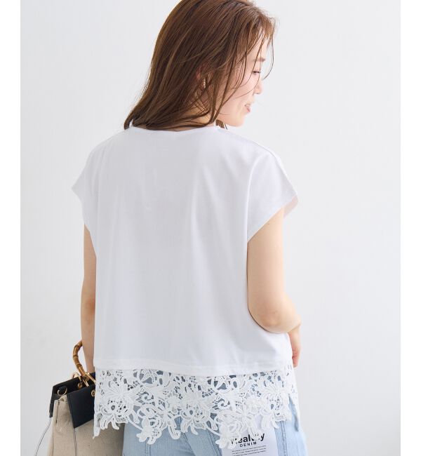  「《WEB限定アイテム》裾レースTシャツ」|Tシャツ・カットソー|