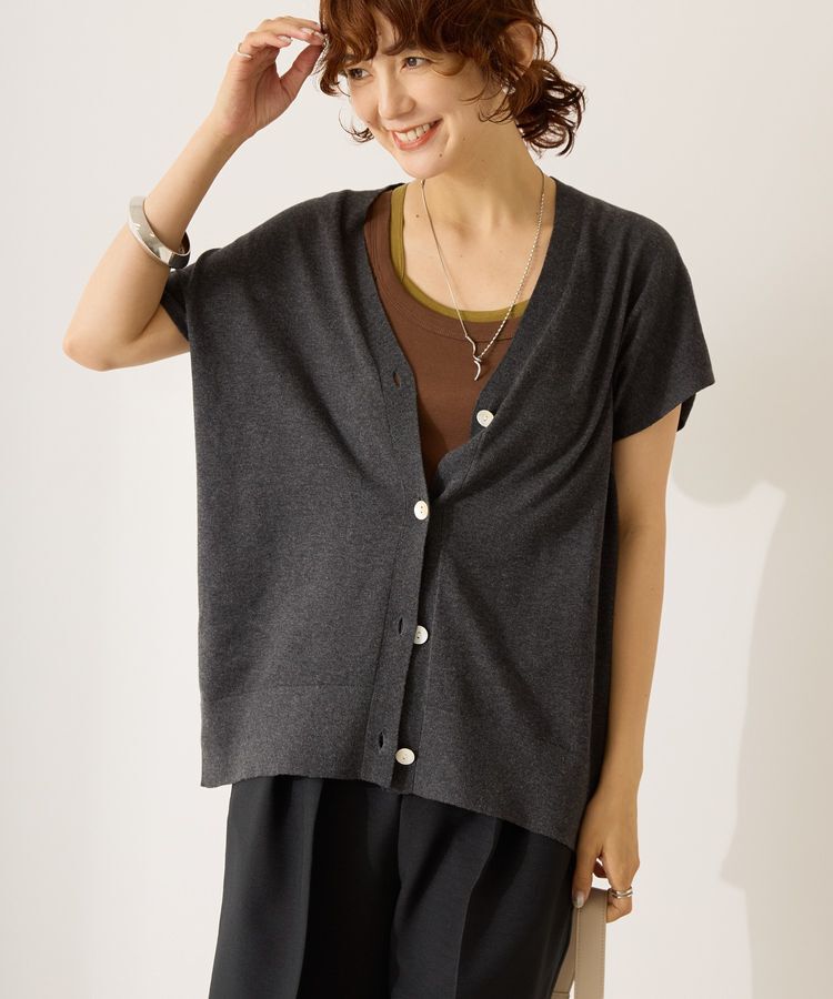 AMERICAN HOLIC「【WEB限定】フレンチスリーブVネックニットカーディガン」|カーディガン|Charcoal Gray