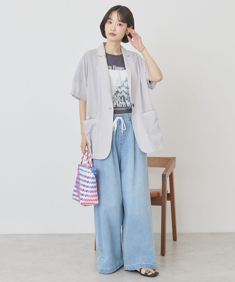AMERICAN HOLIC「【接触冷感】シアーテーラード半袖ジャケット」|テーラードジャケット|