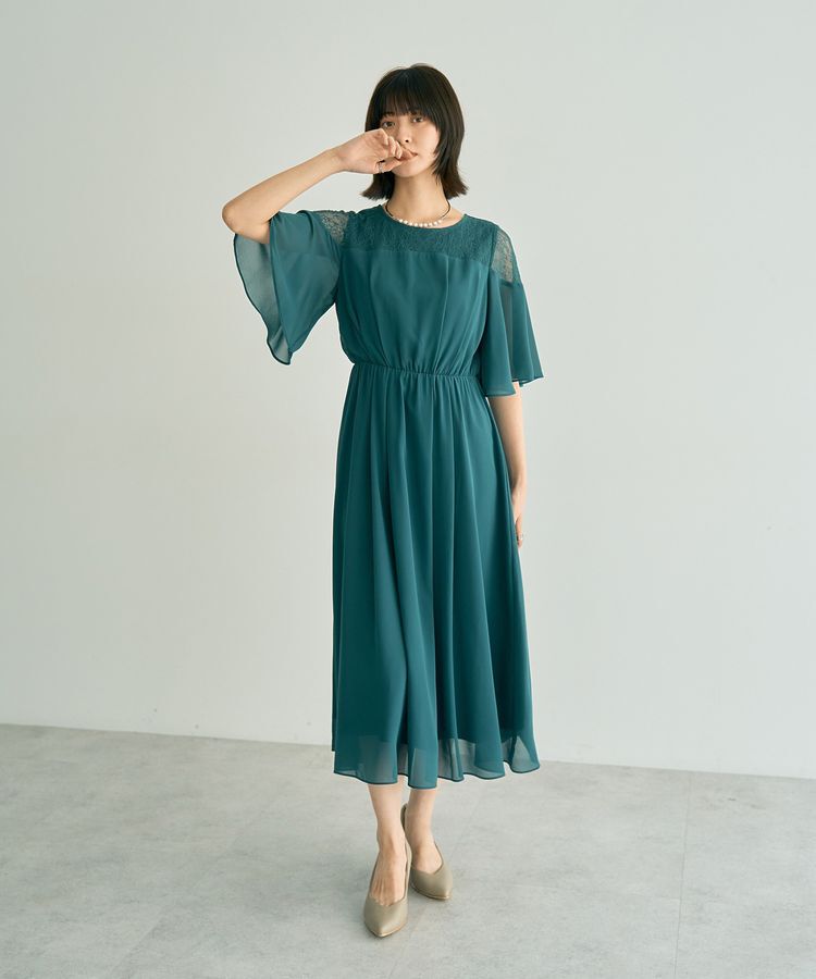YECCA VECCA「レース切替シフォンドレス」|ワンピース|