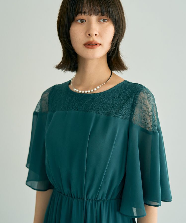 YECCA VECCA「レース切替シフォンドレス」|ワンピース|