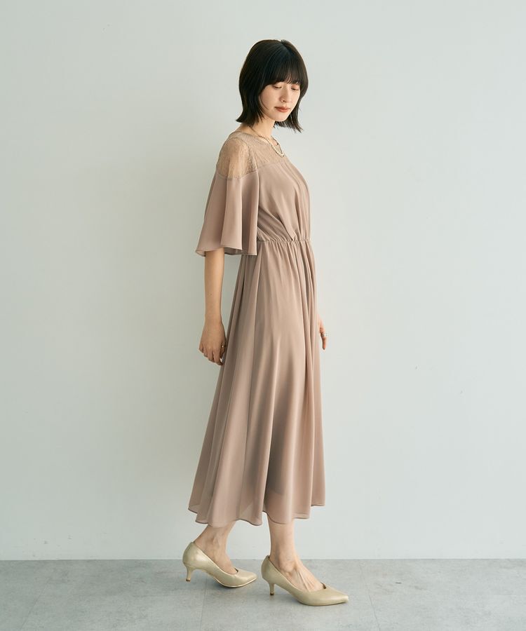 YECCA VECCA「レース切替シフォンドレス」|ワンピース|