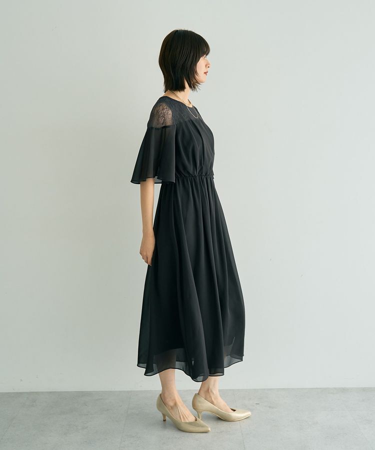 YECCA VECCA「レース切替シフォンドレス」|ワンピース|