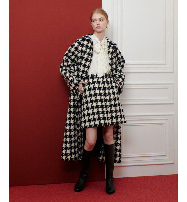 LOULOU WILLOUGHBY「【LOULOU WILLOUGHBY】ロービング千鳥ロングコート」|ダッフルコート|