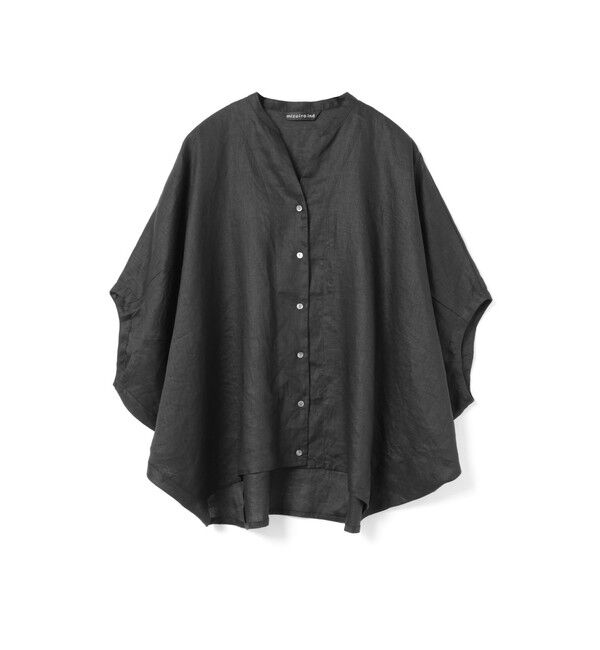 mizuiro ind「mizuiro ind リネンスタンドカラーコクーンシャツ」|シャツ・ブラウス|ブラック