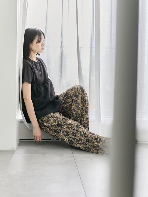 Samansa Mos2 blue「【接触冷感】ドッキングティアードプルオーバー」|Tシャツ・カットソー|