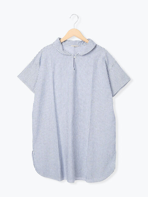 Samansa Mos2「【クールコットン】柄アソートチュニック」|シャツ・ブラウス|ストライプ