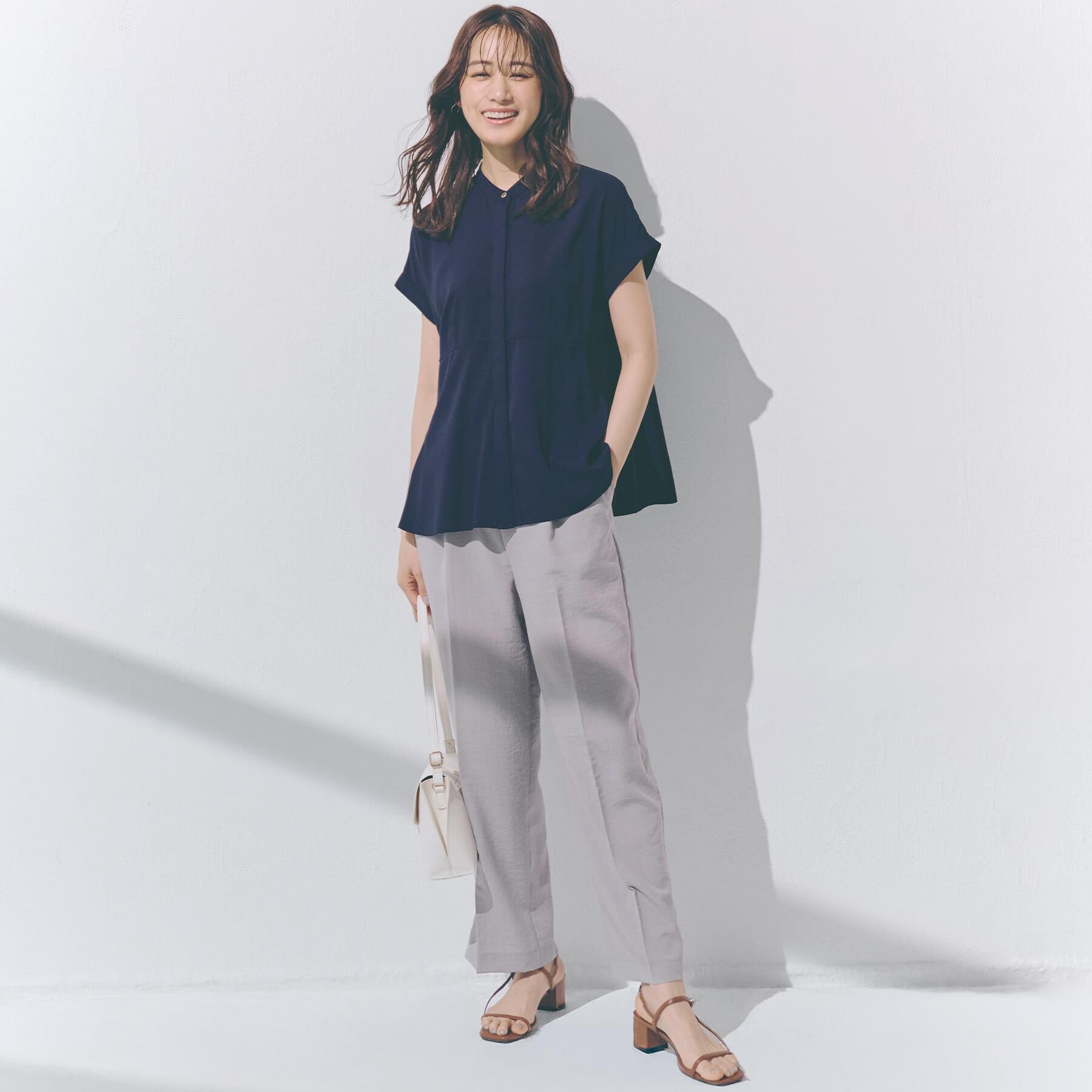 grove「【洗える・シワになりにくい】麻調センタープレスワイドパンツ」|その他|