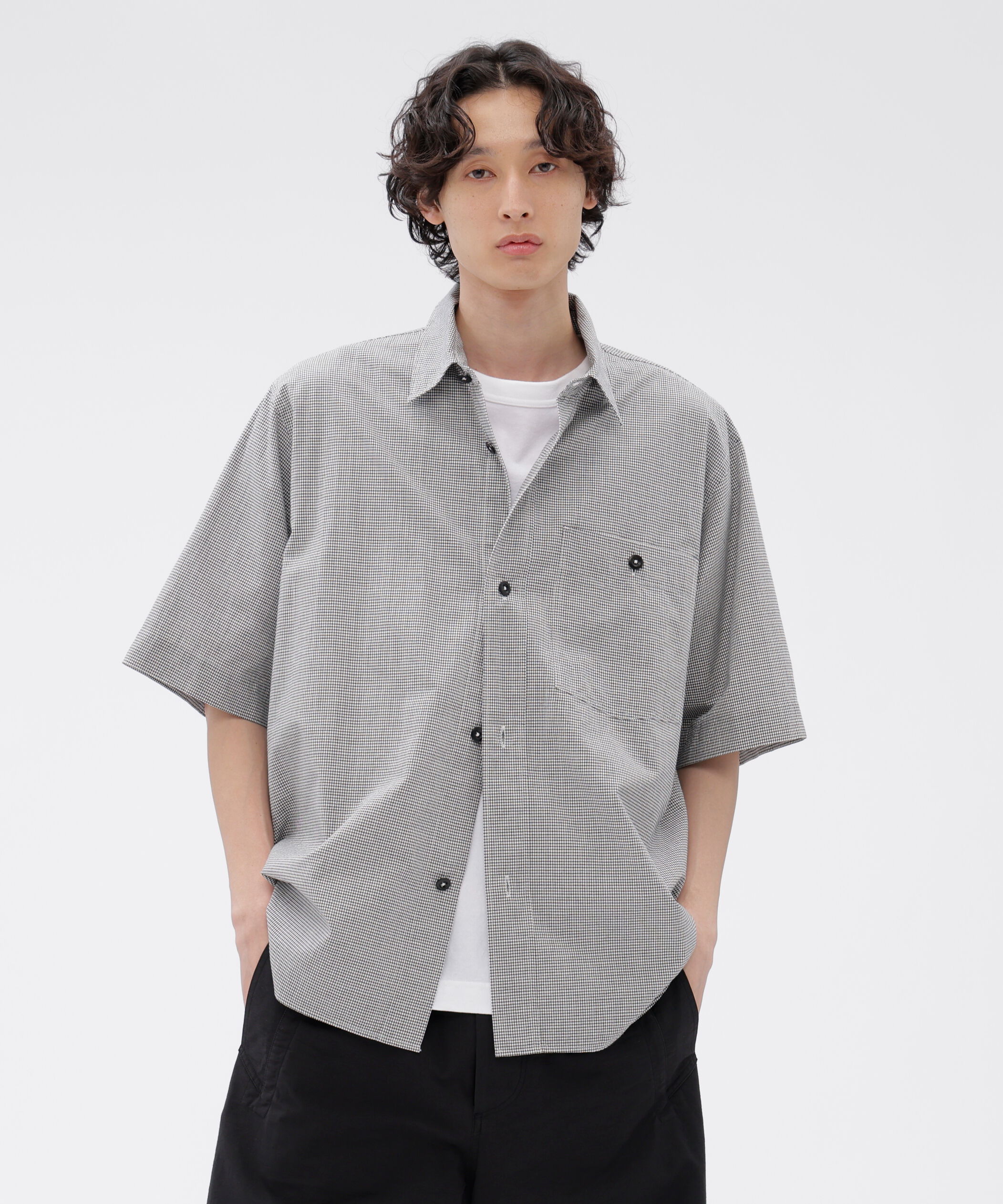 MHL.「TINY GINGHAM COTTON SHIRT」|シャツ・ブラウス|BLACK