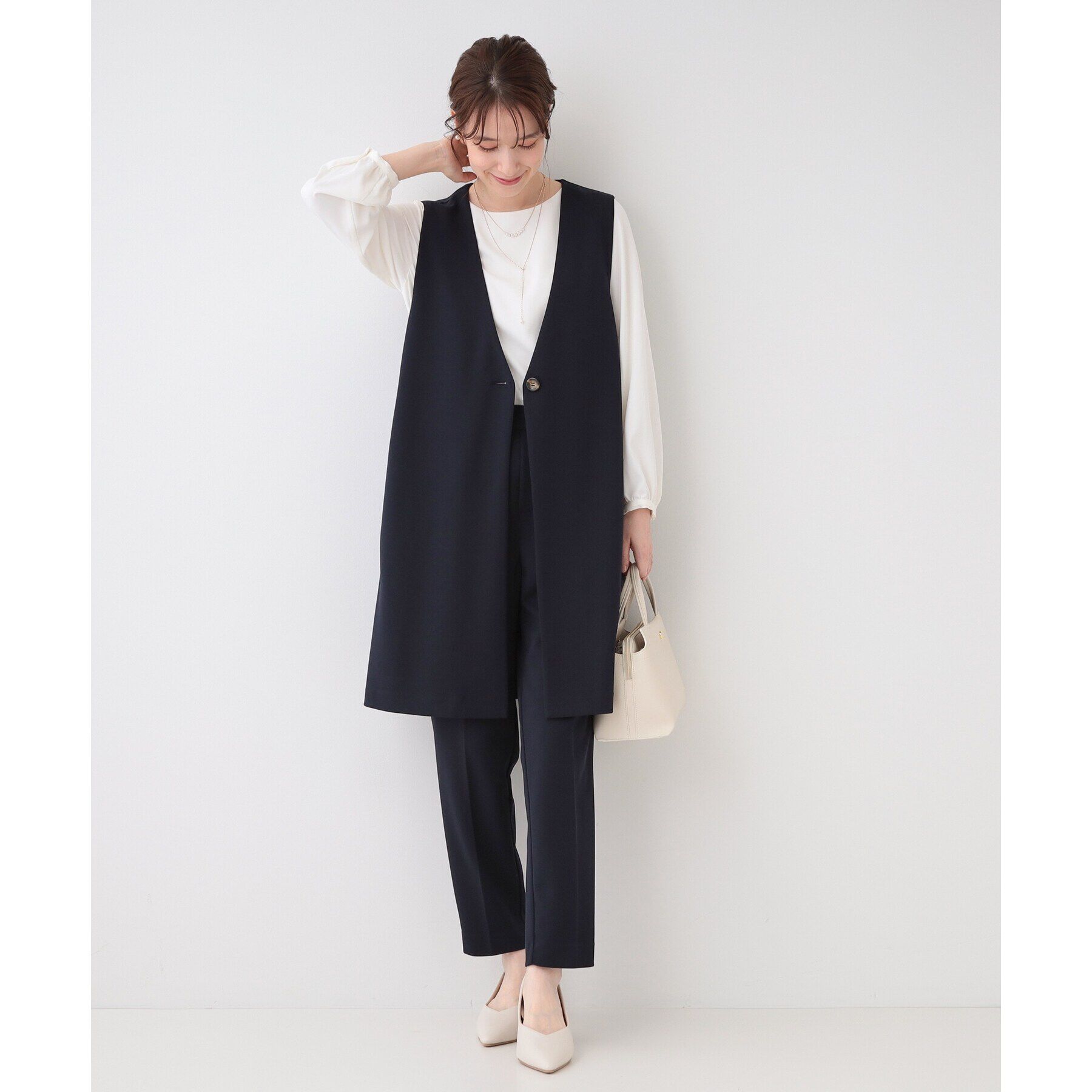 SHOO･LA･RUE「【洗える/S-3L/セットアップ可】セレモニーや通勤に カットジョーゼットテーパードパンツ」|その他|