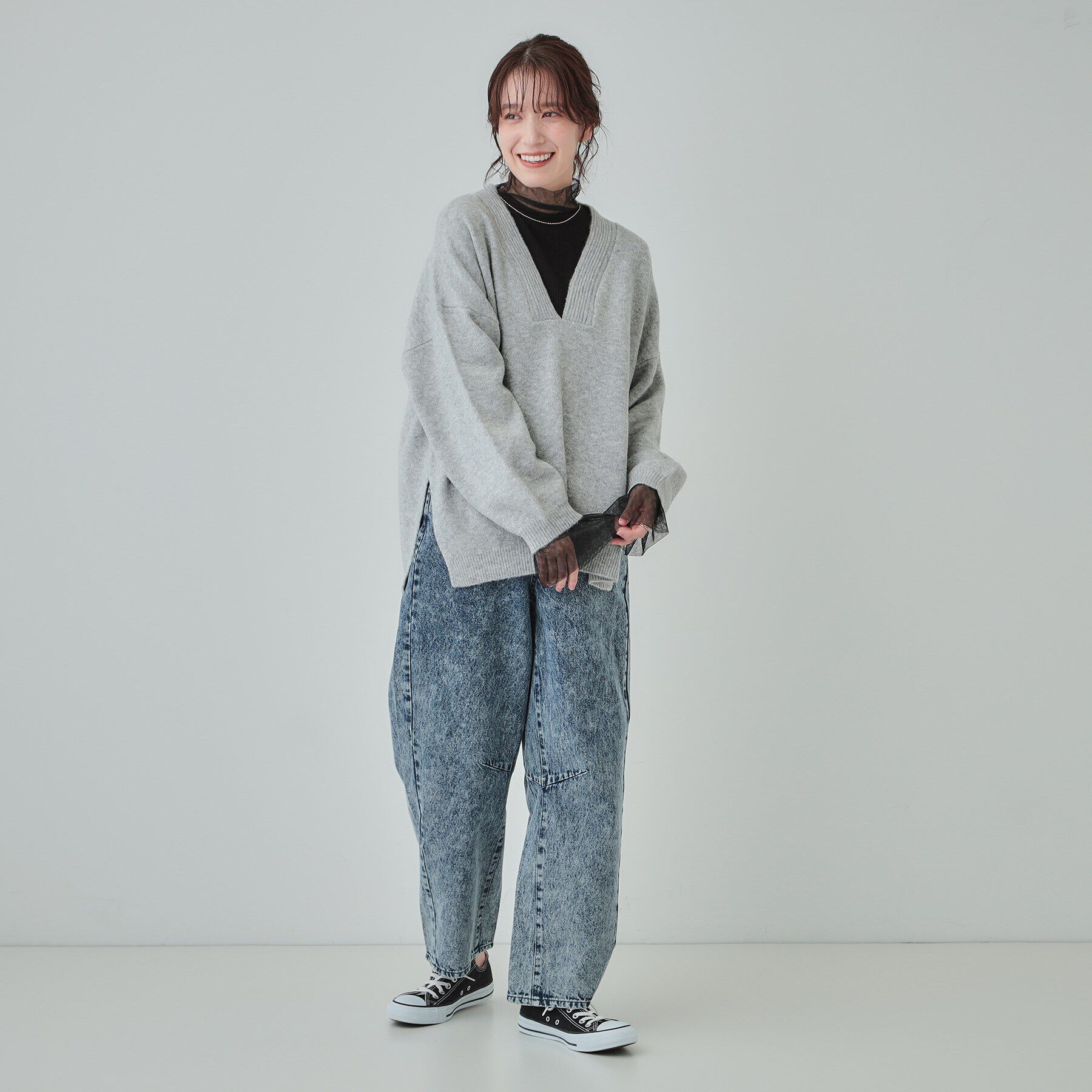 SHOO･LA･RUE「【S-LL】チュール切替リブインナートップス」|Tシャツ・カットソー|