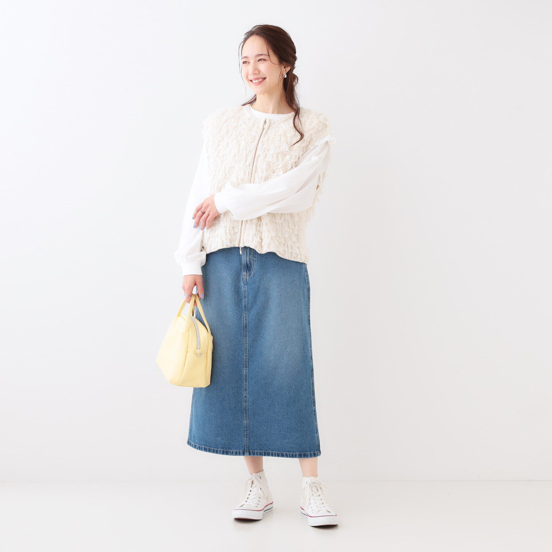 SHOO･LA･RUE「【S-LL/洗える】年中穿ける デニム ナロースカート」|スカート|
