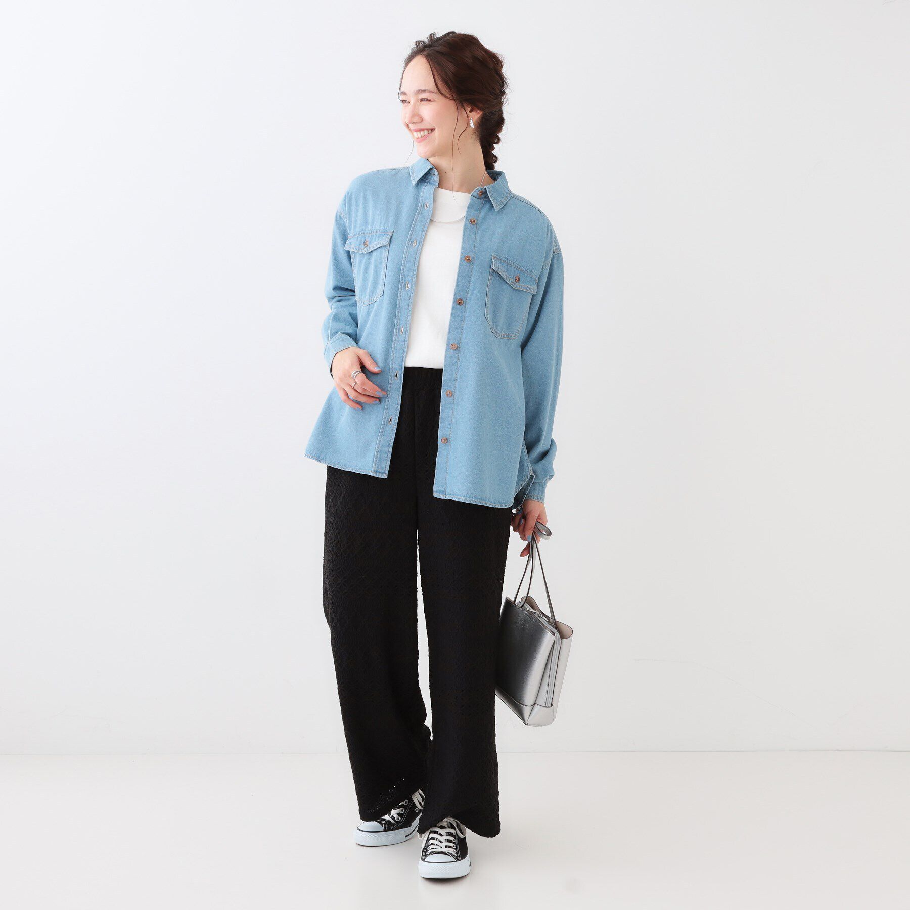 SHOO･LA･RUE「【洗える/S-LL】大人のこなれコーデに やわらかデニムシャツ」|シャツ・ブラウス|