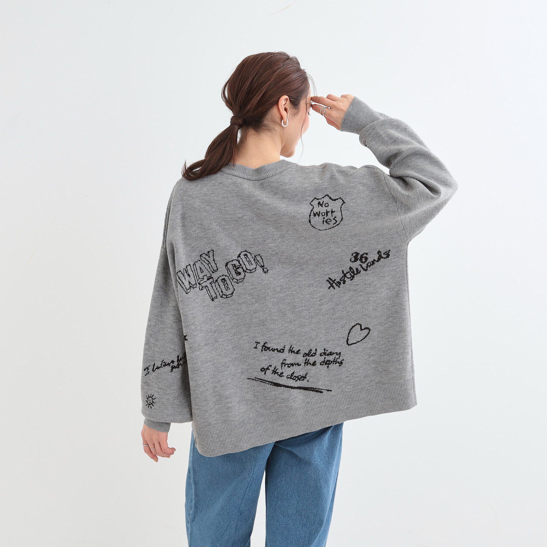 SHOO･LA･RUE「【S-LL/体型カバー】刺繍アソート Vネック ゆるニットカーディガン」|カーディガン|