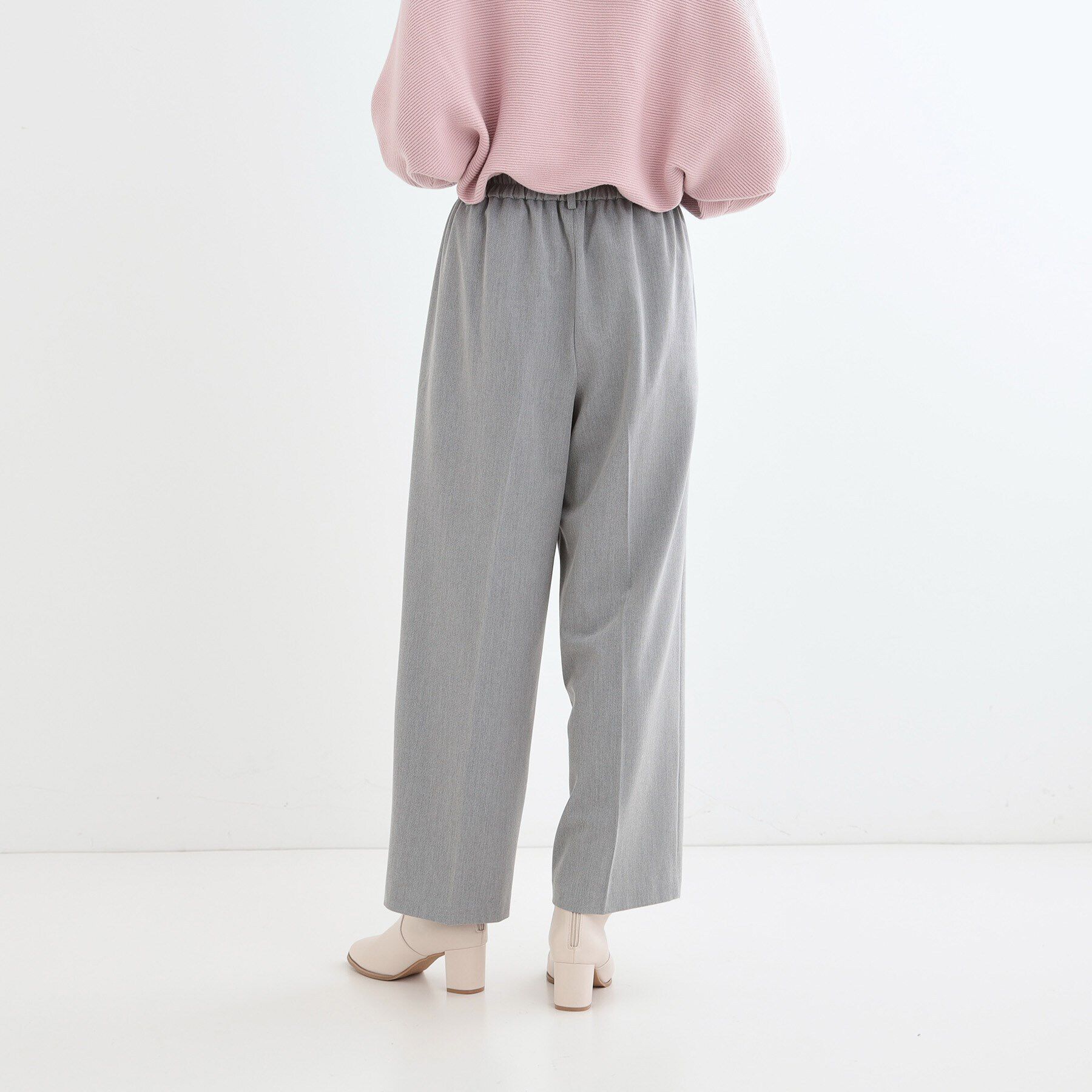 SHOO･LA･RUE「【洗える/S-LL】脚のラインを拾いにくい センタープレス タックワイドパンツ」|その他|