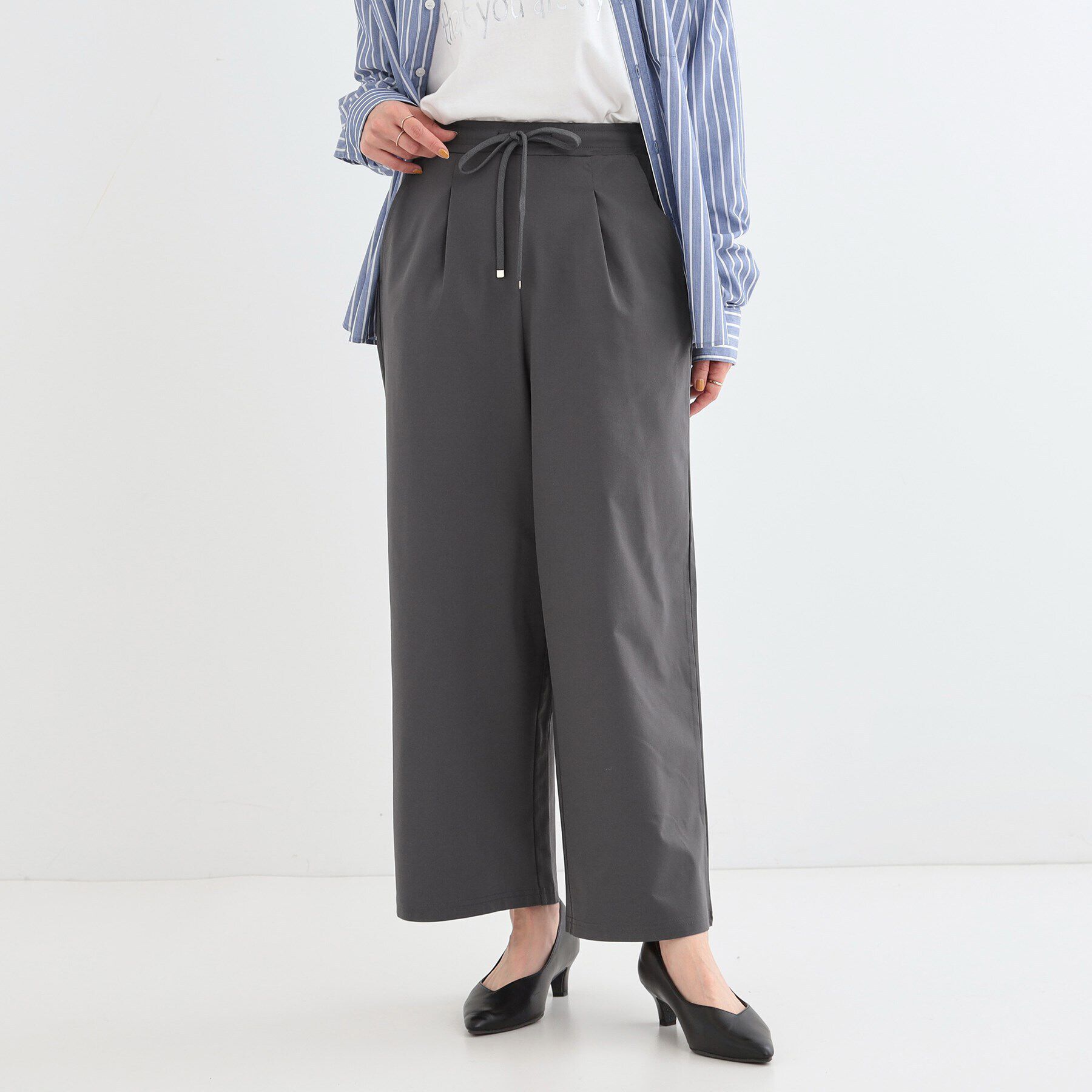 SHOO･LA･RUE「【S-LL】楽してすっきり タックワイドパンツ」|その他|