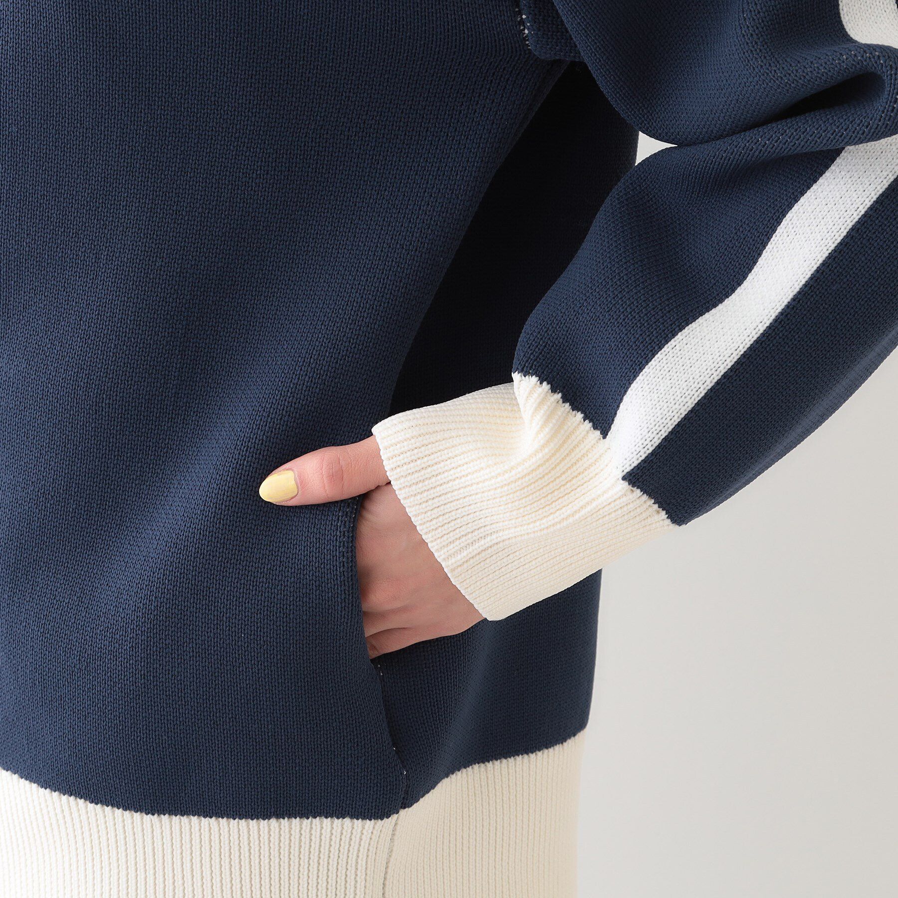 SHOO･LA･RUE「ラインで魅せる スポンディッシュニットZIPパーカ」|カーディガン|