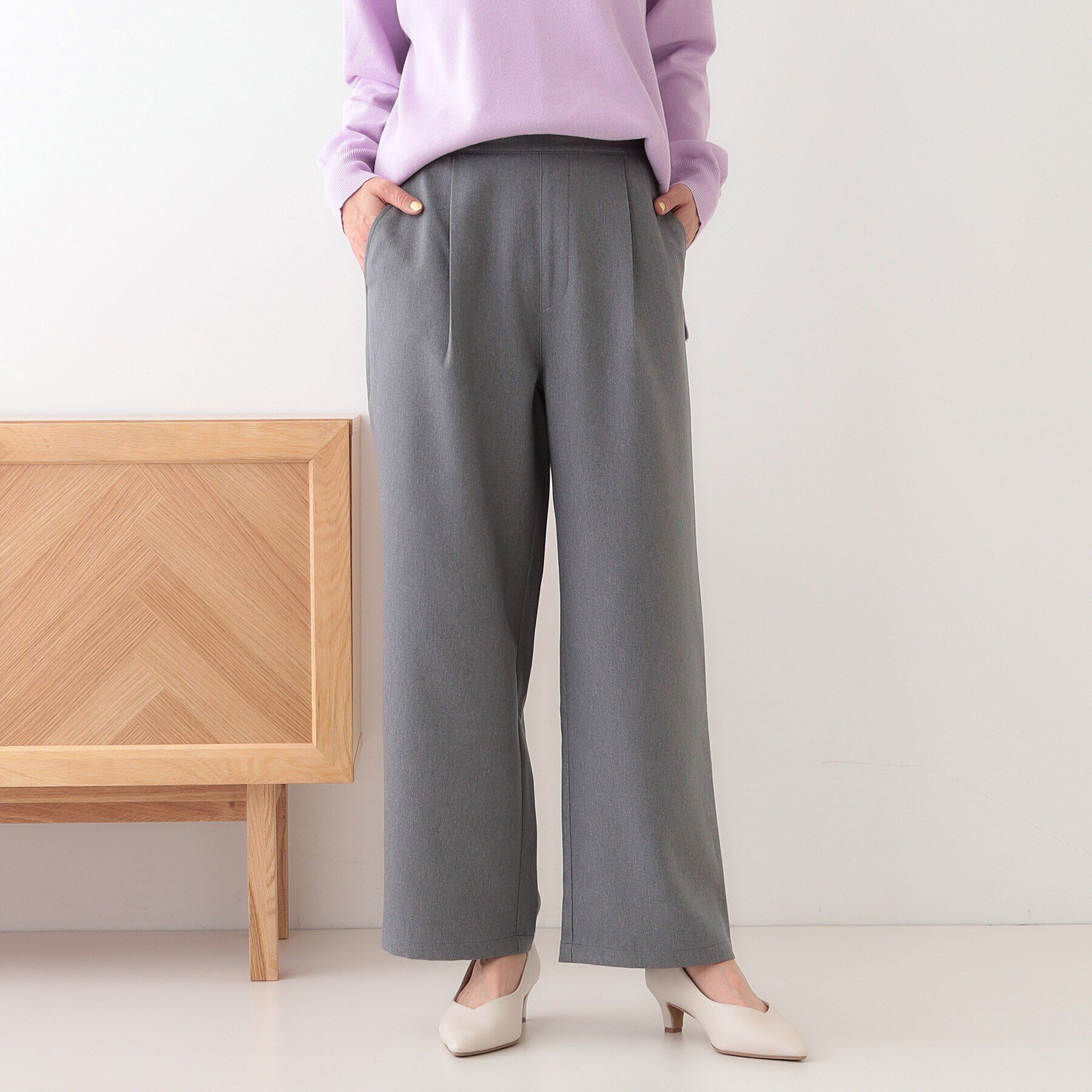 SHOO･LA･RUE「【洗える/S-LL】大人のきれいめスタイルに ワイドパンツ」|その他|