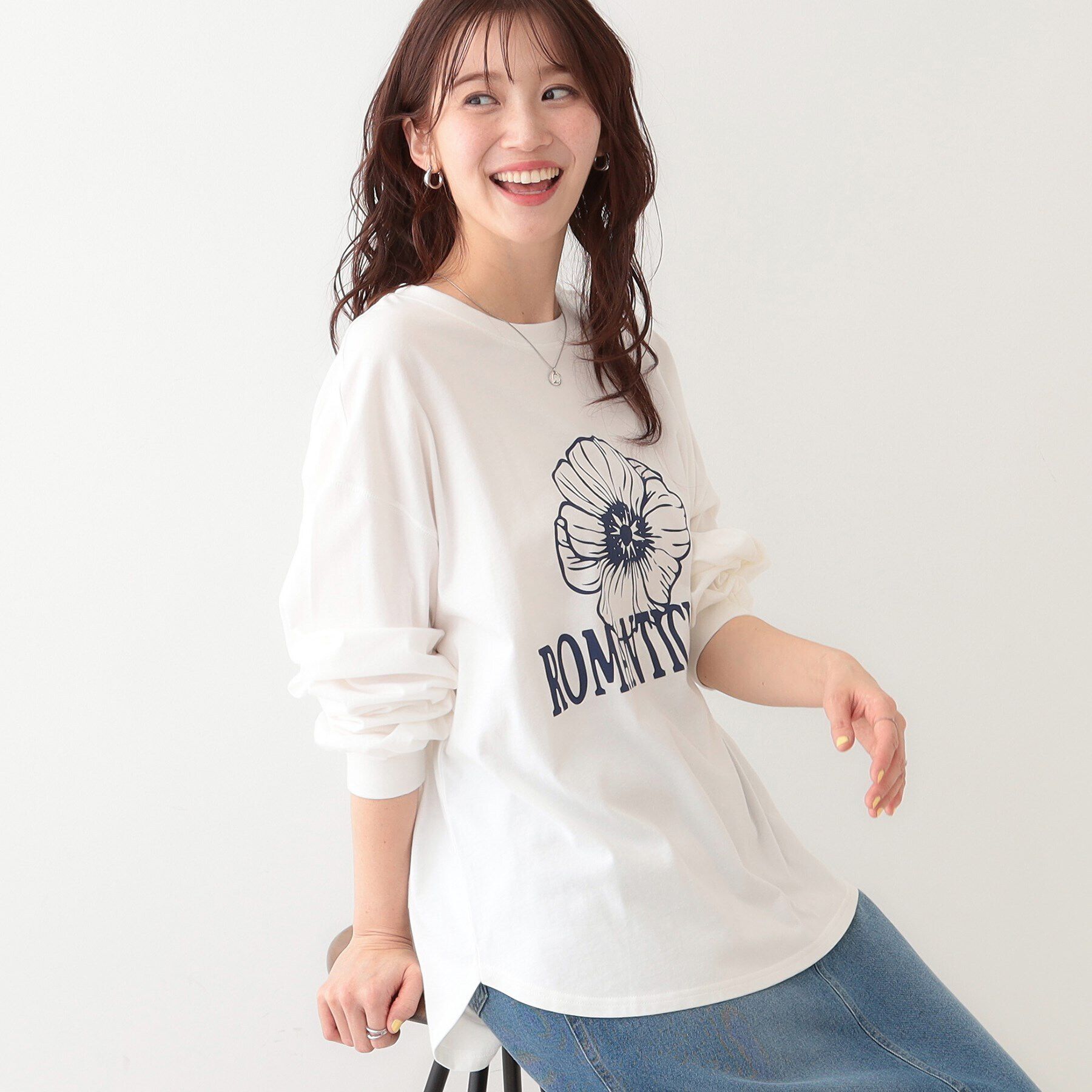 SHOO･LA･RUE「【洗える】1枚でもレイヤードでも 選べる5柄 BIGロンT」|Tシャツ・カットソー|ホワイト(401)
