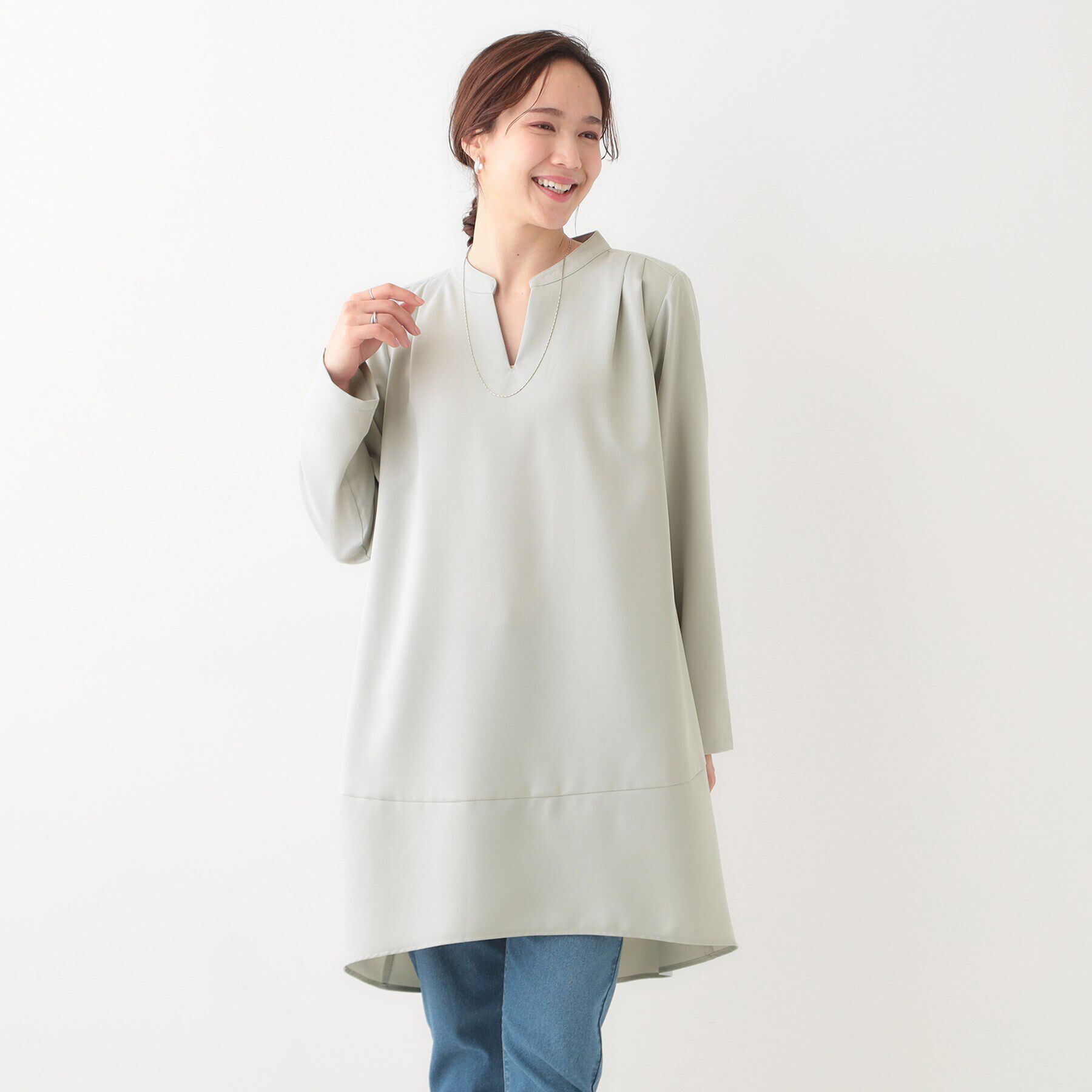 SHOO･LA･RUE「【体型カバー/洗える】なめらかなタッチが心地よい チュニックワンピース」|チュニック|