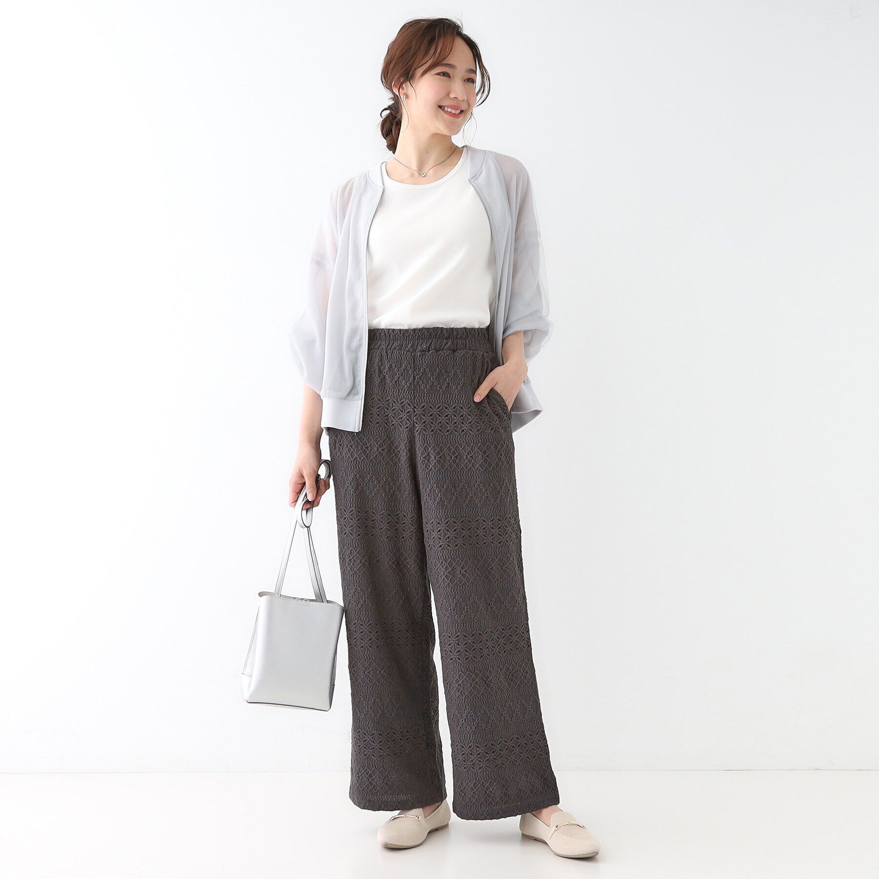 SHOO･LA･RUE「【S-LL】レースが目を惹く ジャカードイージーパンツ」|その他|