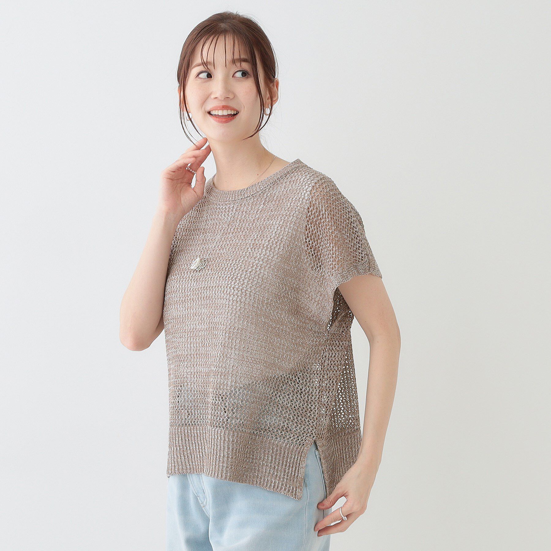 SHOO･LA･RUE「【S-LL/2点セット】大人ナチュラルな メッシュ編みニット+タンクトップ」|その他|
