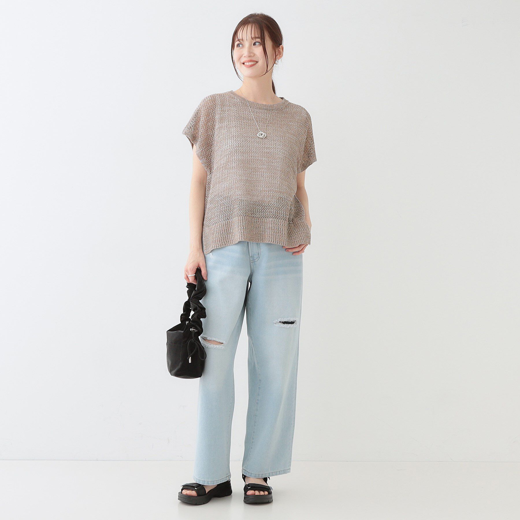 SHOO･LA･RUE「【S-LL/2点セット】大人ナチュラルな メッシュ編みニット+タンクトップ」|その他|