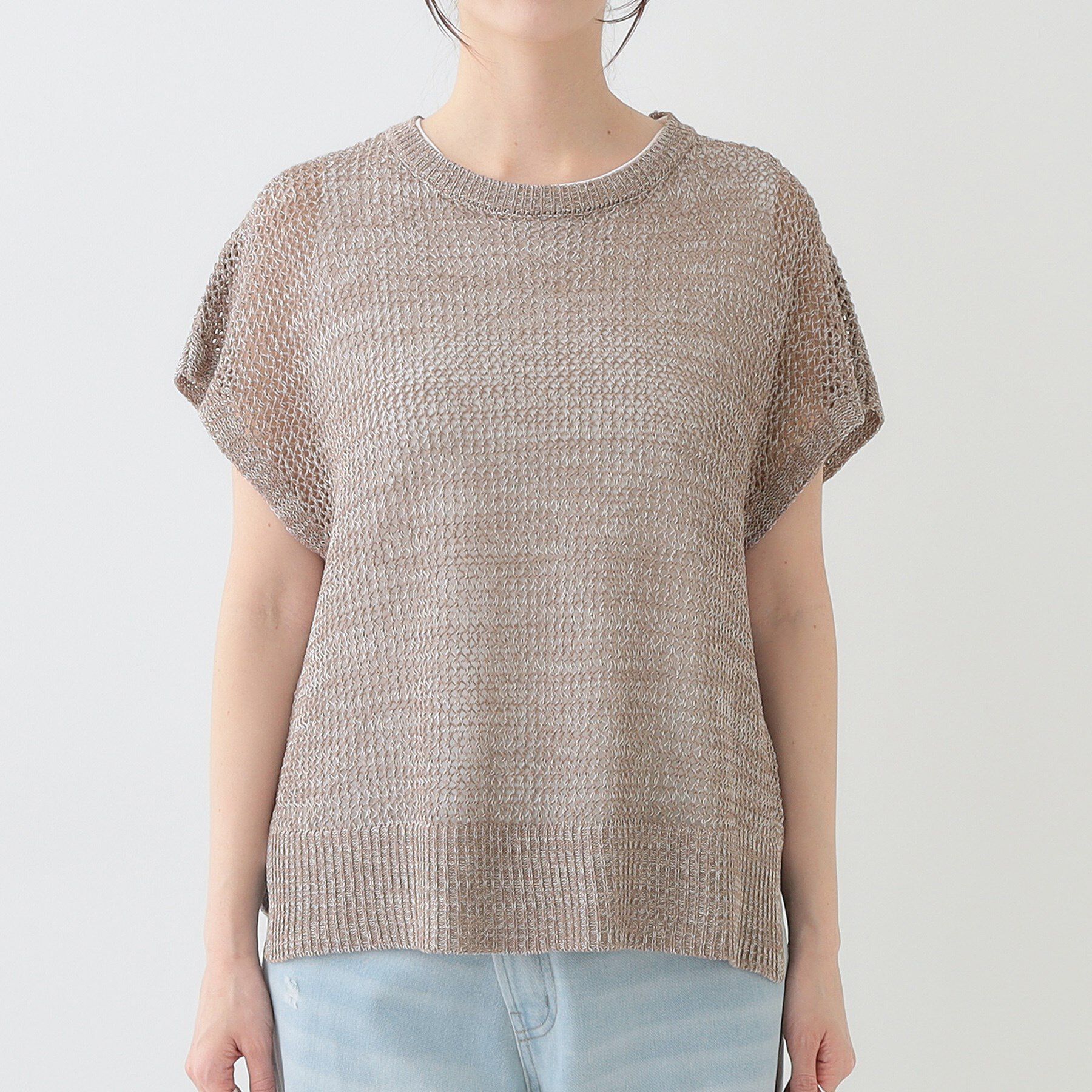 SHOO･LA･RUE「【S-LL/2点セット】大人ナチュラルな メッシュ編みニット+タンクトップ」|その他|