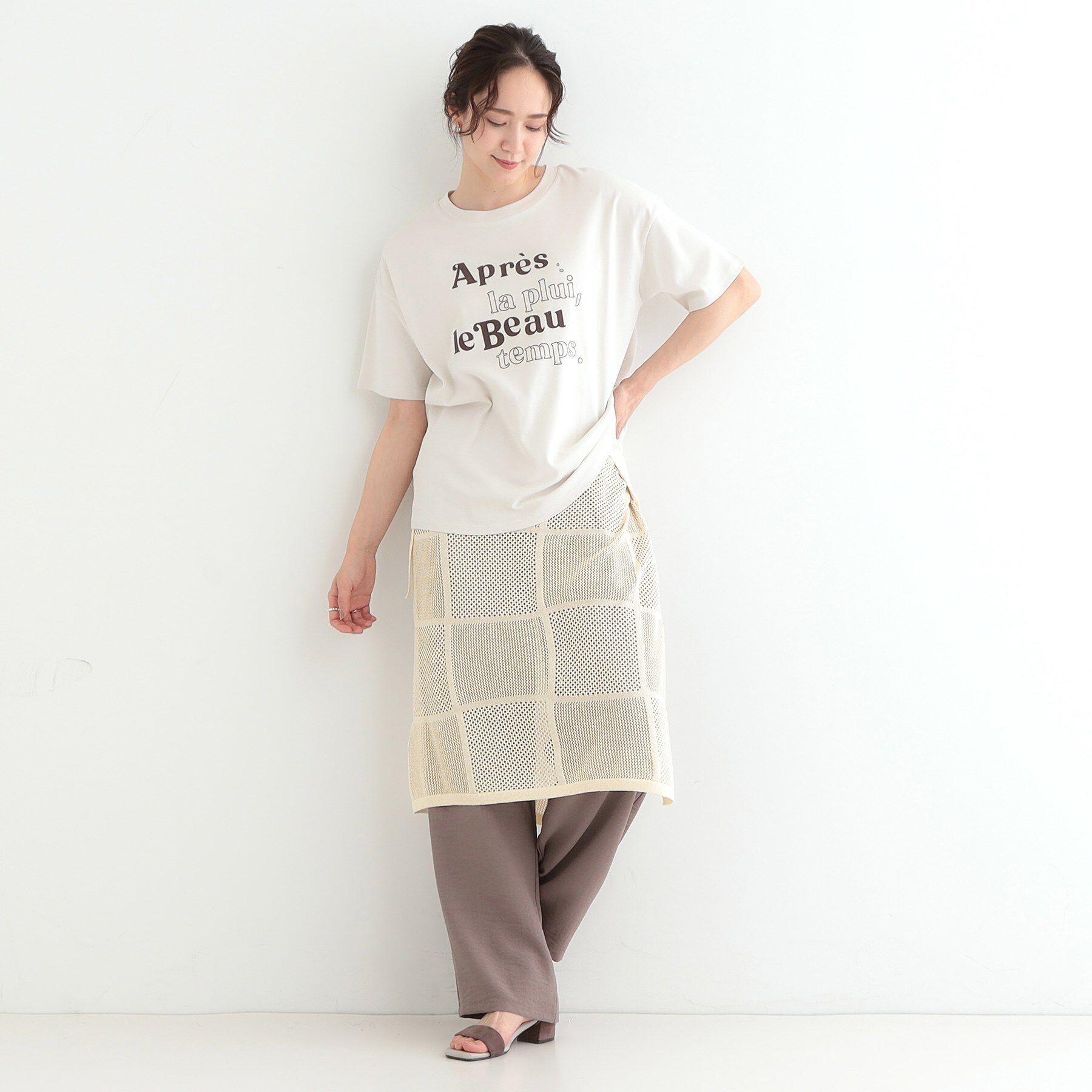 SHOO･LA･RUE「パッチワーク風ニット 巻きスカート」|スカート|