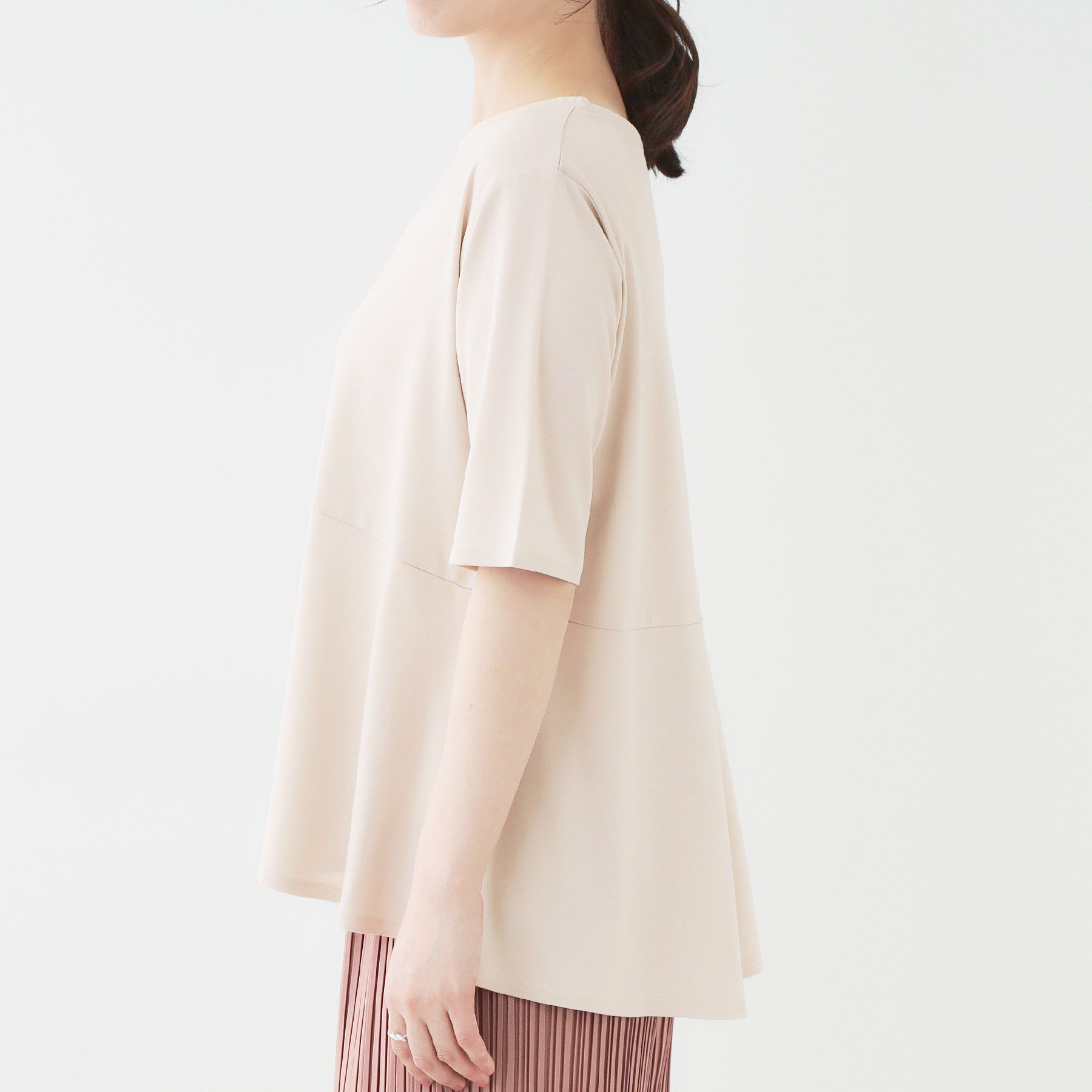 SHOO･LA･RUE「【ひんやり/UV】インせず着られる とろみペプラム5分袖トップス」|Tシャツ・カットソー|