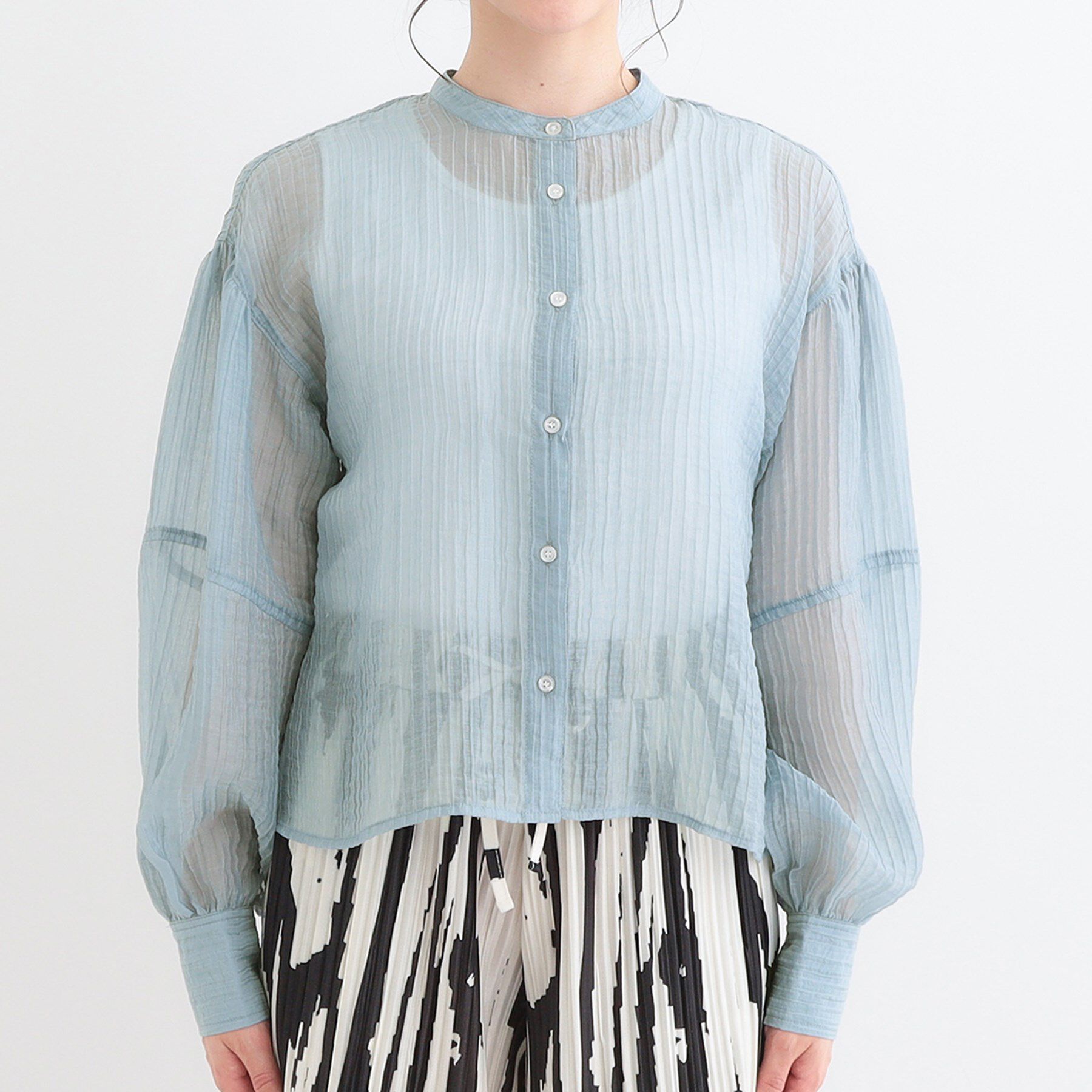 SHOO･LA･RUE「バンドカラーデザインシアーシャツ」|シャツ・ブラウス|