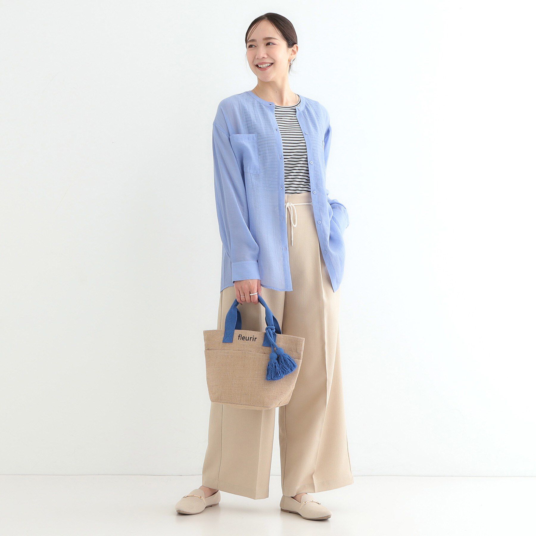 SHOO･LA･RUE「【高レビュー】大人のシアー感 バンドカラーシャツ」|シャツ・ブラウス|