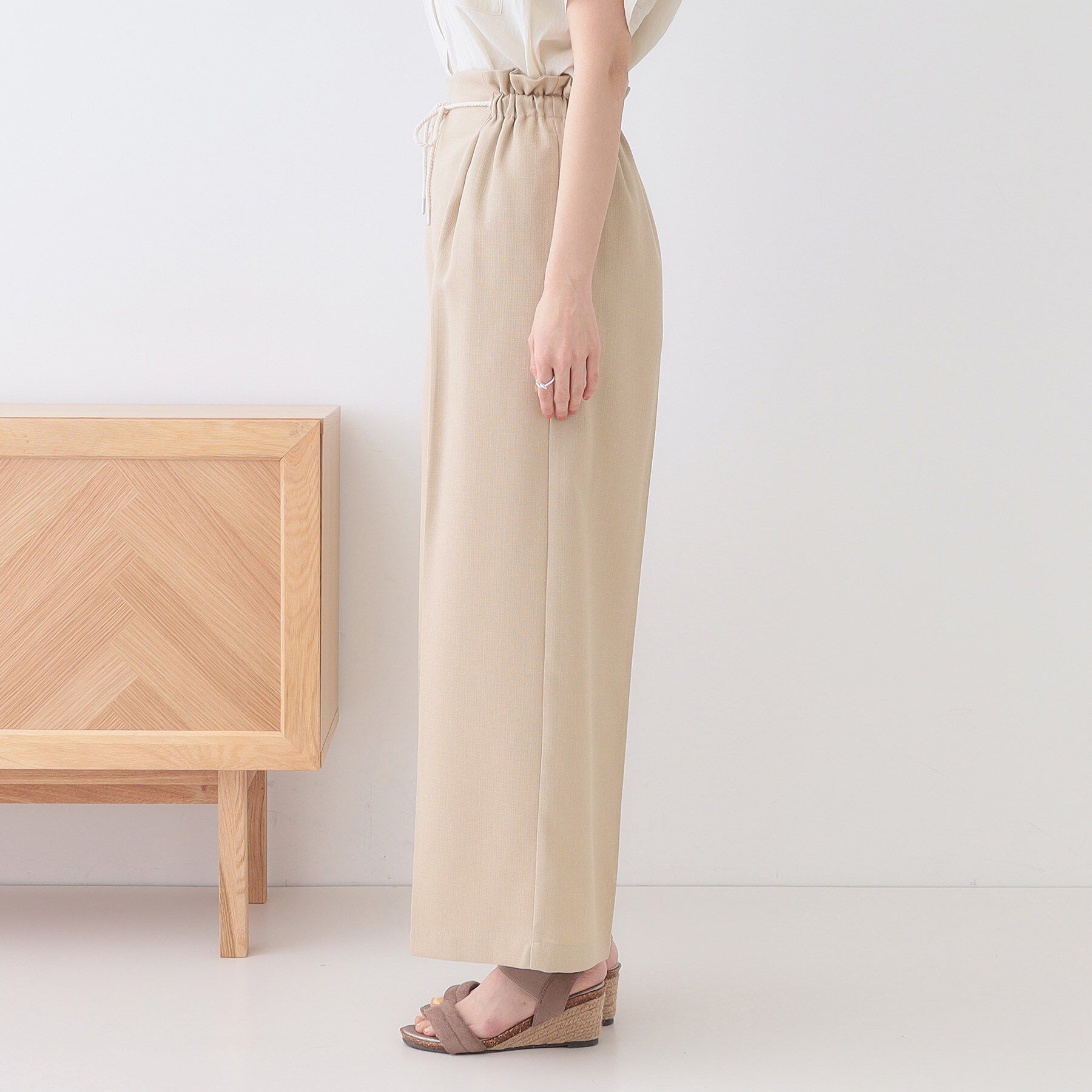 SHOO･LA･RUE「【S-LL】きれいにスタイルアップ ロープ紐使いワイドパンツ」|その他|
