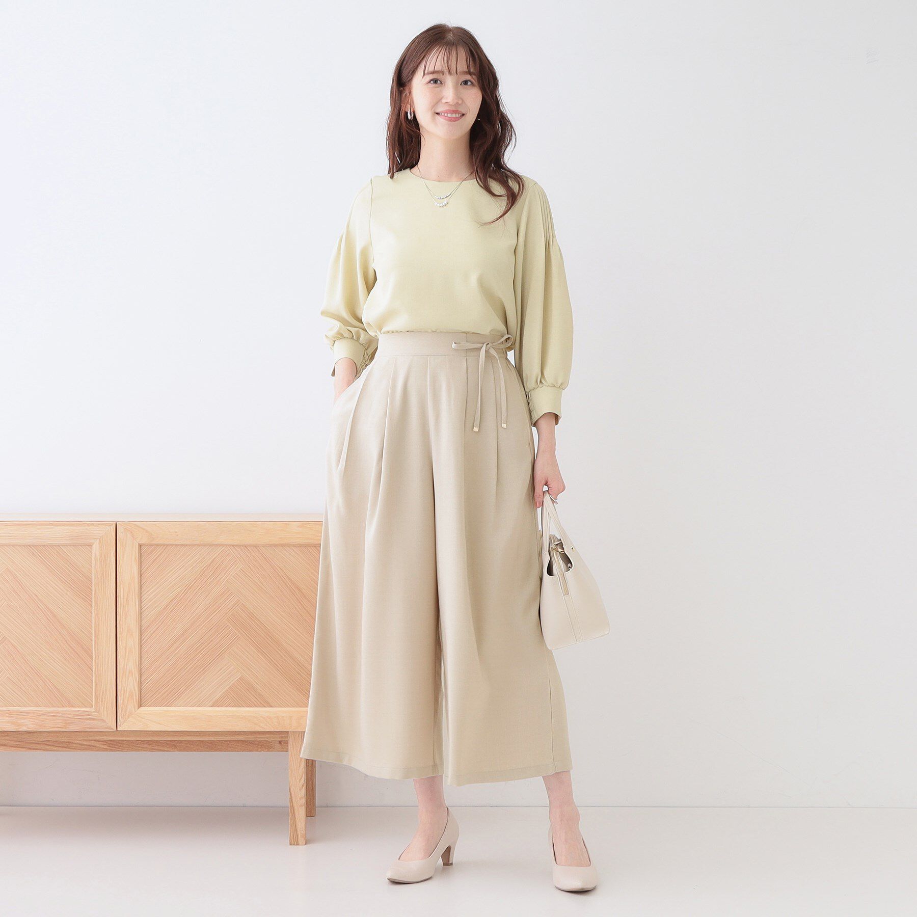 SHOO･LA･RUE「【洗える/S-LL/アイロン掛けが楽】低身長さんにもおすすめ 麻調ガウチョパンツ」|その他|