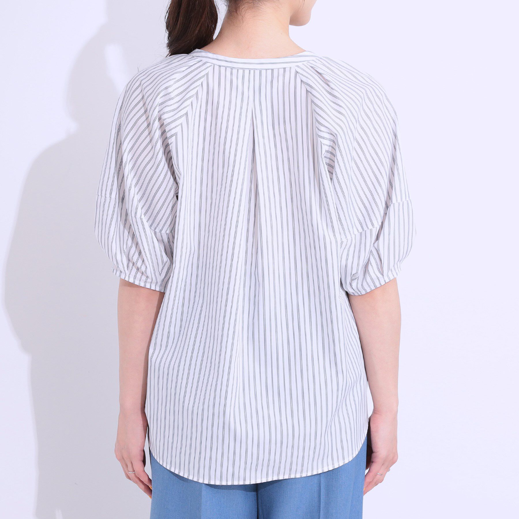 SHOO･LA･RUE「【洗える/S-LL】洗濯後しわになりにくい 5分袖スキッパーブラウス」|シャツ・ブラウス|