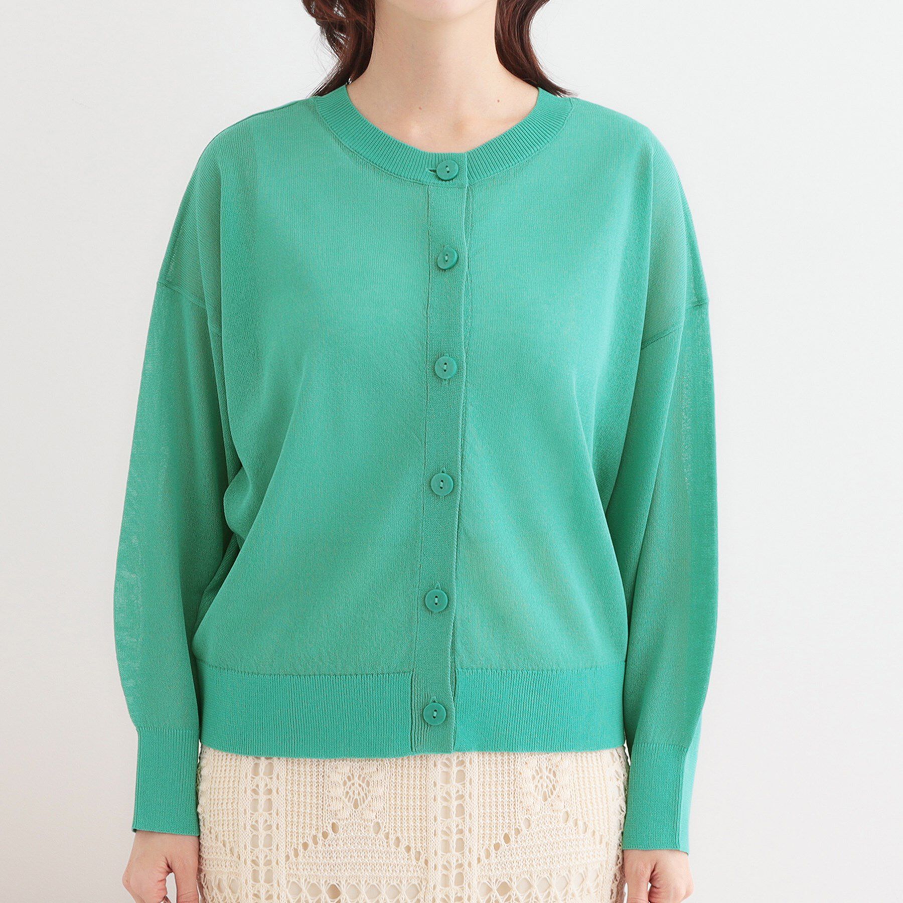 SHOO･LA･RUE「【洗える/前後2WAY】 着こなしいろいろ 上品なシアーカーディガン」|カーディガン|