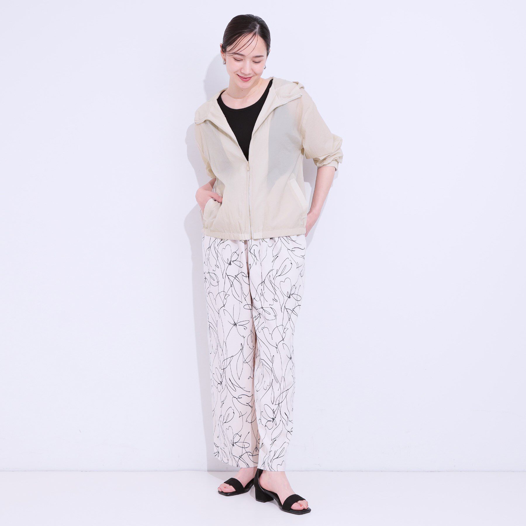 SHOO･LA･RUE「【S-LL】程よいシアー感　大人世代の軽やかフードブルゾン」|ブルゾン・スタジャン|