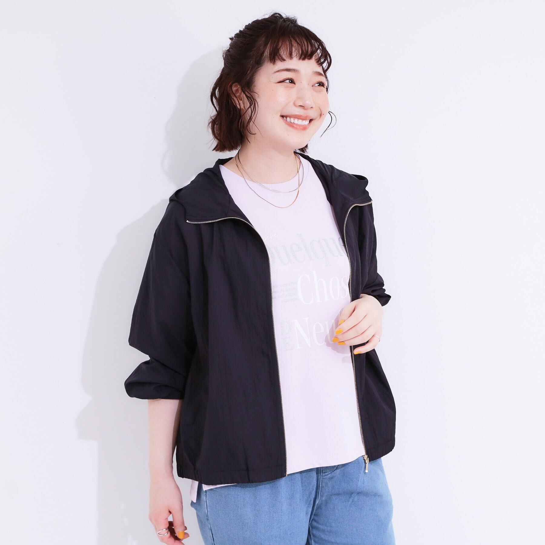SHOO･LA･RUE「【S-LL】程よいシアー感　大人世代の軽やかフードブルゾン」|ブルゾン・スタジャン|