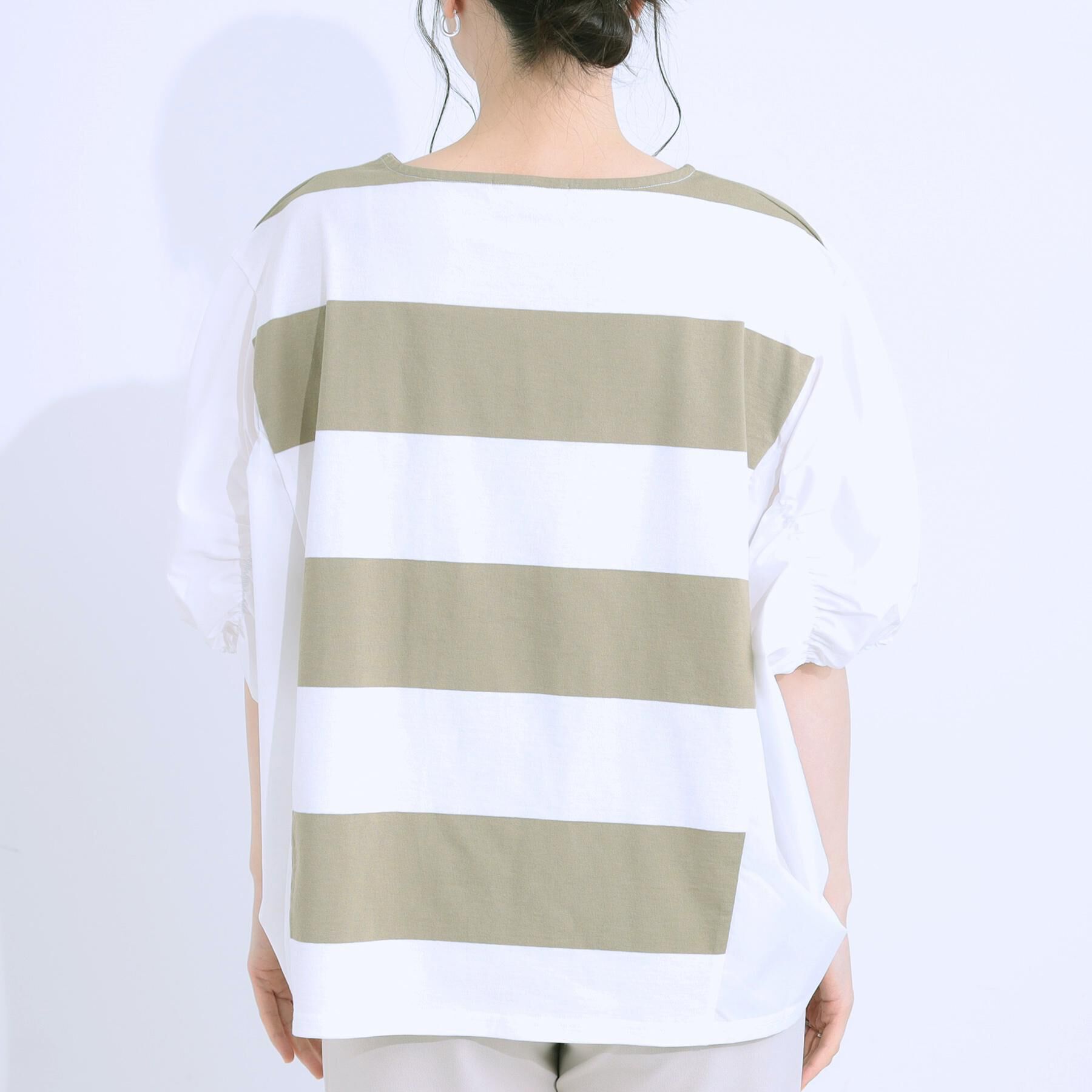 SHOO･LA･RUE「ふわりシルエットが新しい ワイドピッチボーダートップス」|Tシャツ・カットソー|